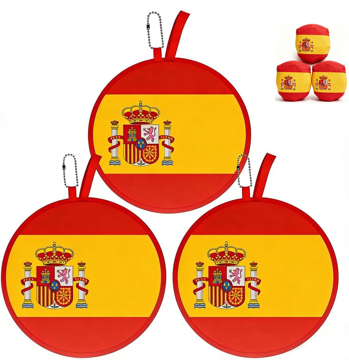 2026 World Cup Canada Flag Folding Hand Fans 3 PCS, 8.2" Fabric Round Foldable Fans with Matching Storage Pouches, Portable Hanging Fans for Game Day and Party Canada BST220