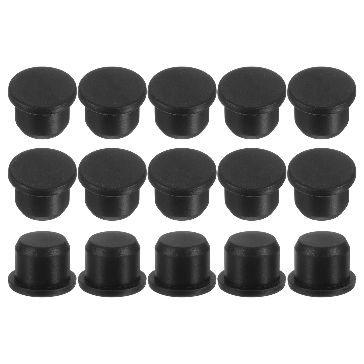 uxcell 15Pcs Silicone Hole Plug, Waterproof Solid T-Shaped Rubber Stoppers Bottle Seal Tube Pipe Plugs End Cap for 5.8mm/0.23" Hole for Bathtub Bottle, 0.31" Plug Height, Black BST326L