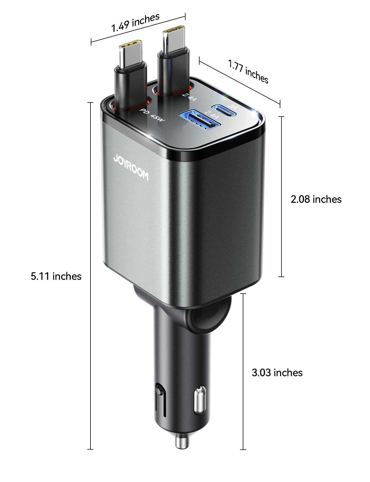 [5 in 1] 99W Retractable Car Charger Adapter, PD45W Car Charger USB C Fast Charging, Car Accessories,Tech Gadgets 2026 Birthday Gifts for Women Men for iPhone17 16 15 14 Pro Max, Samsung WN420