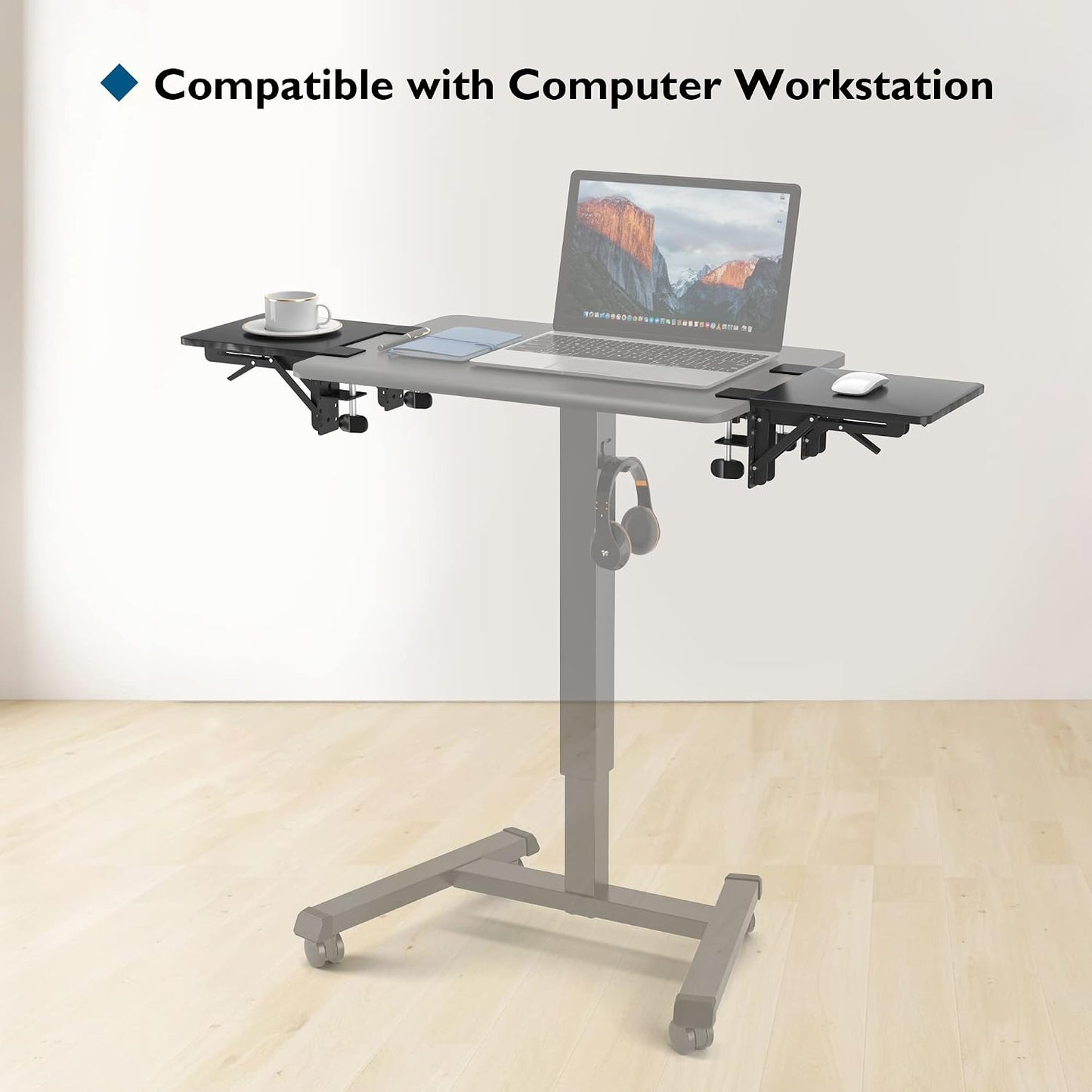 BONTEC Ergonomic Desk Extender Tray, 9.5"x9.1" Wrist Rest Shelf | 90°Foldable Elbow Support, Table Mount Arm, Clamp on Computer Arm Rest for Desk, Office & Home Use,Durable Easy to Install BST202