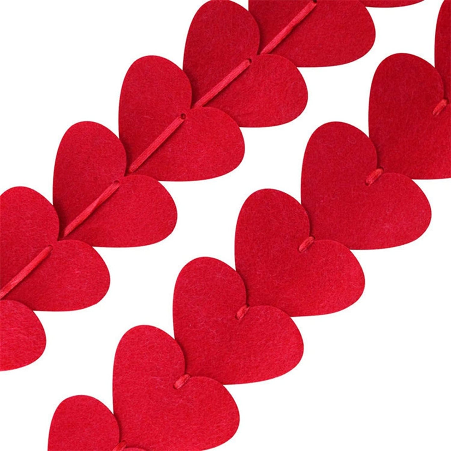 Dzrige 72 Hearts Felt Garland Red Felt Garland Hanging String Hearts Valentines Day Decorations Home Office Wedding Anniversary Birthday Party Supplies, NO DIY BST326H