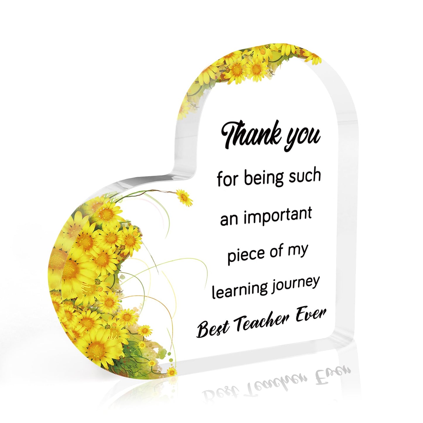 Teacher Appreciation Gifts End of Year Thank You Christmas Retirement Back to School Graduation Halloween Thanksgiving Teacher Gifts for Women Acrylic Plaque Decor with Sunflower for Teachers BST326L