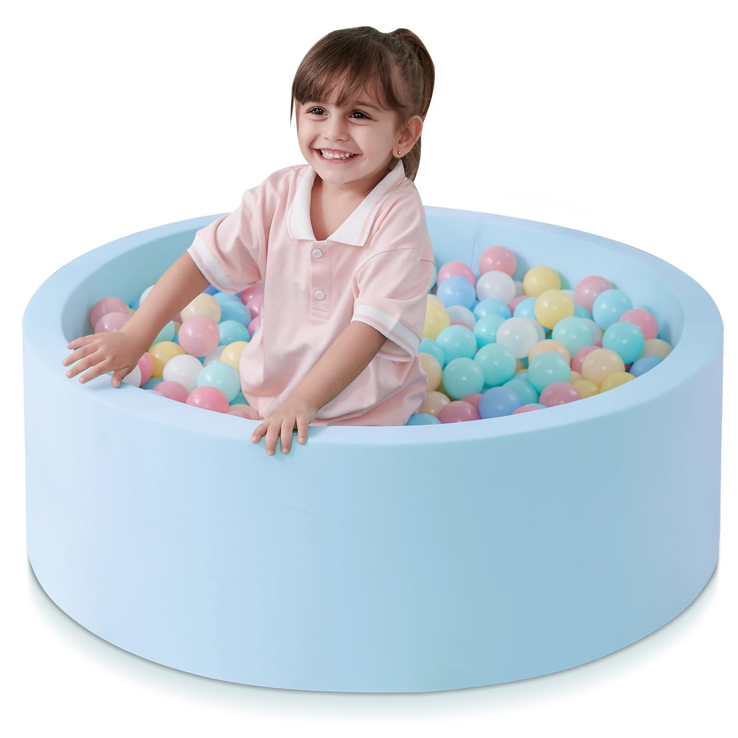 SHJADE Foam Ball Pit, 35.4"x 11.8" Ball Pits for Toddlers-Pink | Soft Memory Sponge Round Playpen Ball Pool for Kids, Ideal Gift for Babies, Indoor and Outdoor Game, Balls not Included DD1210