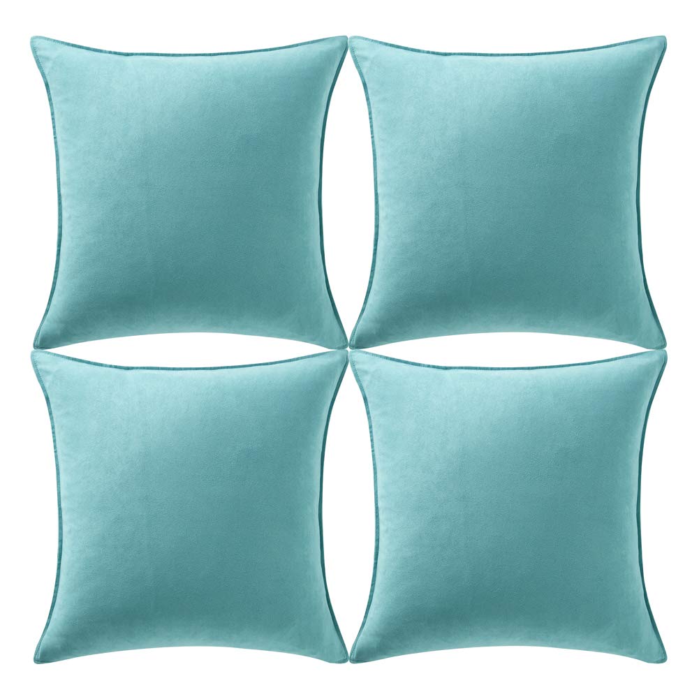 Fancy Homi 4 Packs Olive Green Decorative Throw Pillow Covers 18x18 inch, Super Soft Faux Suede Decor Square Pillow Covers 45x45 cm, Solid Cushion Cover for Couch Living Room Sofa Bedroom BST220