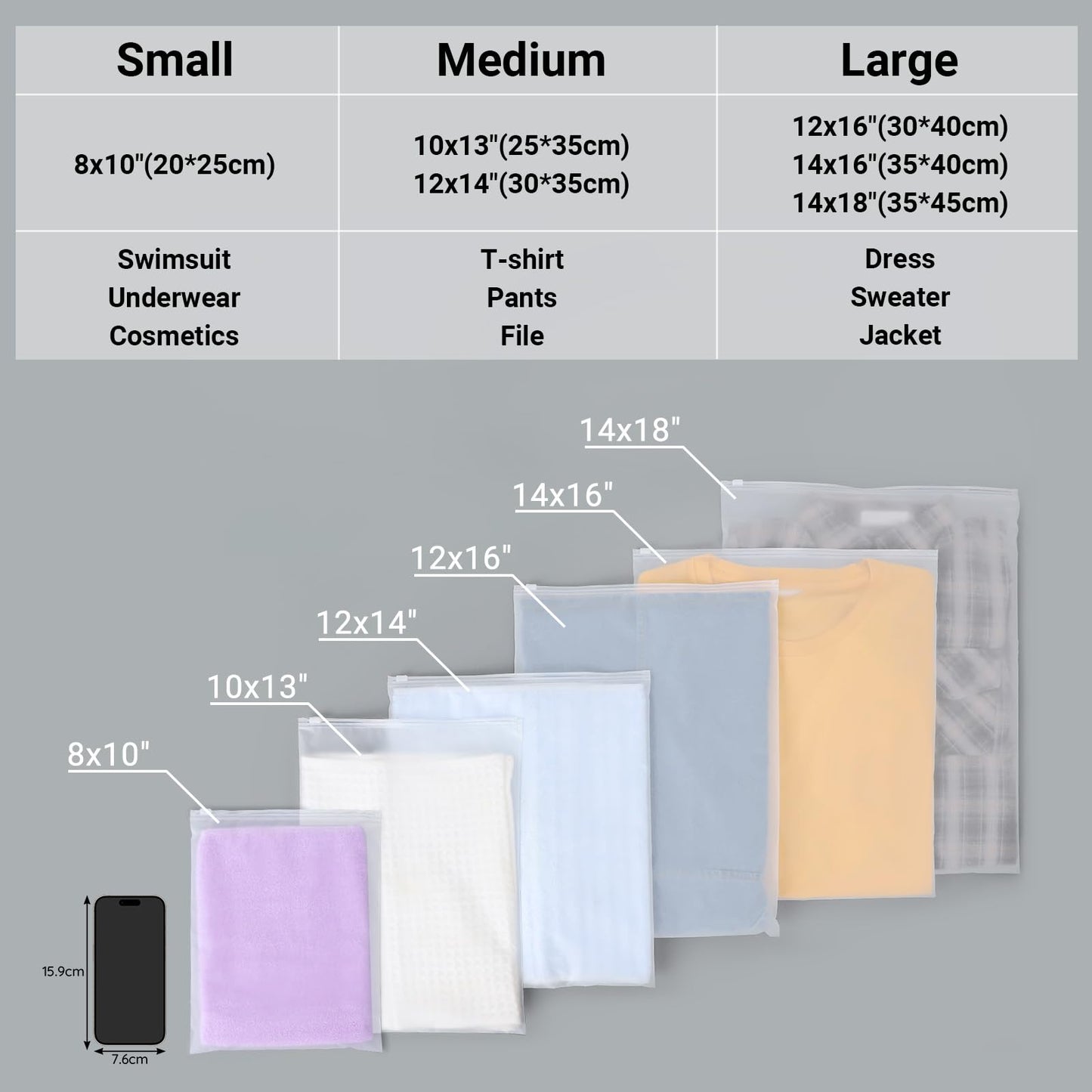 Clear Swimsuit Storage Bags, Clear Shirt Packaging Bags for Bikini, Swimwear, Bathing Suit Storage, 12x8 inch, Pack of 50, Waterproof, 3 Mil BST220