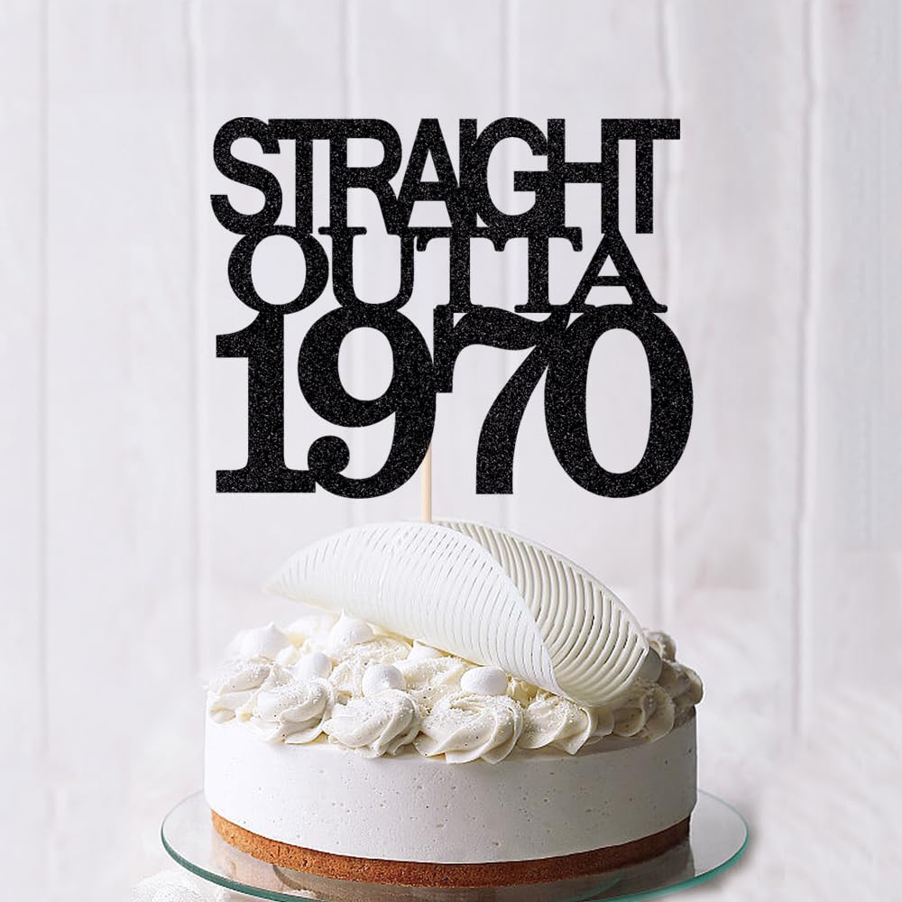 Black Glitter Straight Outta 1961 Cake Topper,Hello 65,Funny 65th | Birthday Cake Topper,65 Fabulous,Cheer to 65 Years,Men and Women 65th Birthday/Wedding/Anniversary Party Decorations BST202