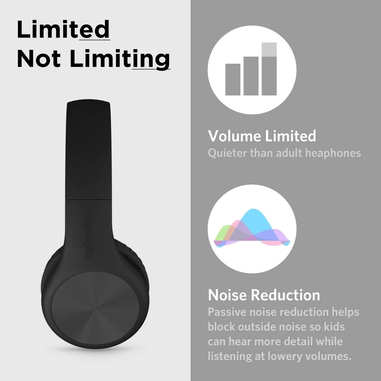 LilGadgets Connect+ Pro Wired Kids Headphones for School with Microphone, Volume Limiting Over-Ear Headset with Cord, SharePort Technology & SoftTouch Padding, Blue