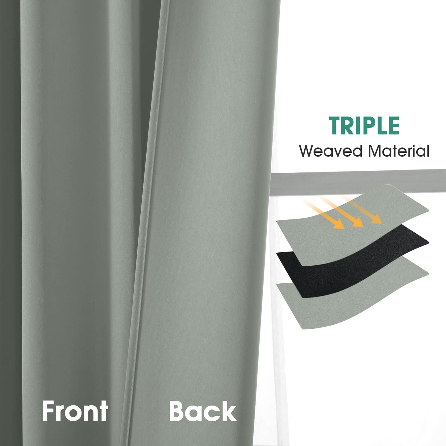 HOMEIDEAS Blackout Curtains, 2 Pages Grey Gray Room Darkening Bedroom Pinch Pleated Curtains Thermal Insulated Back Tab Rod Pocket Drapes for Bedroom, W52 x L63 BST326H