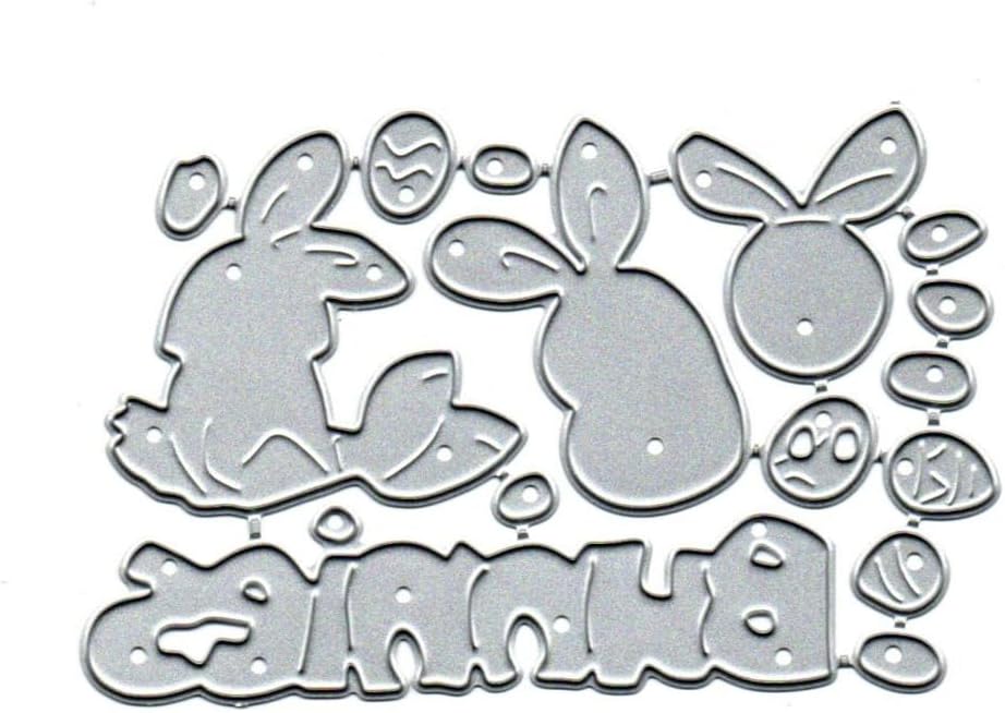 Ester Cute Bunny Rabbit Word Metal Die Cuts,Spring Sunflower Frame Leaf Cutting Dies Cut Stencils for DIY Scrapbooking Album Decorative Embossing Paper Dies for Card Making BST326L