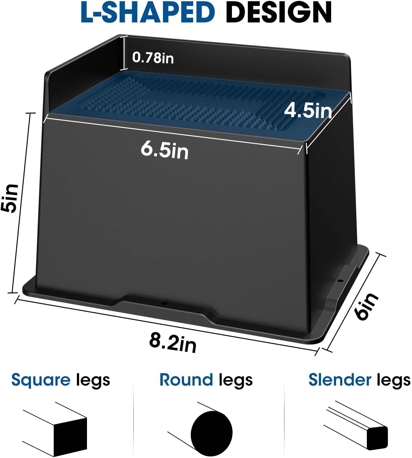MYMULIKE Bed Risers 5 Inch Heavy Duty, Oversized Furnitures Risers 5 inch Support 6000 lbs, Bed Table Rising Blocks, Fits for Couch, Sofa, Chair, Furniture Lifts (Black 6 Pack) BST202