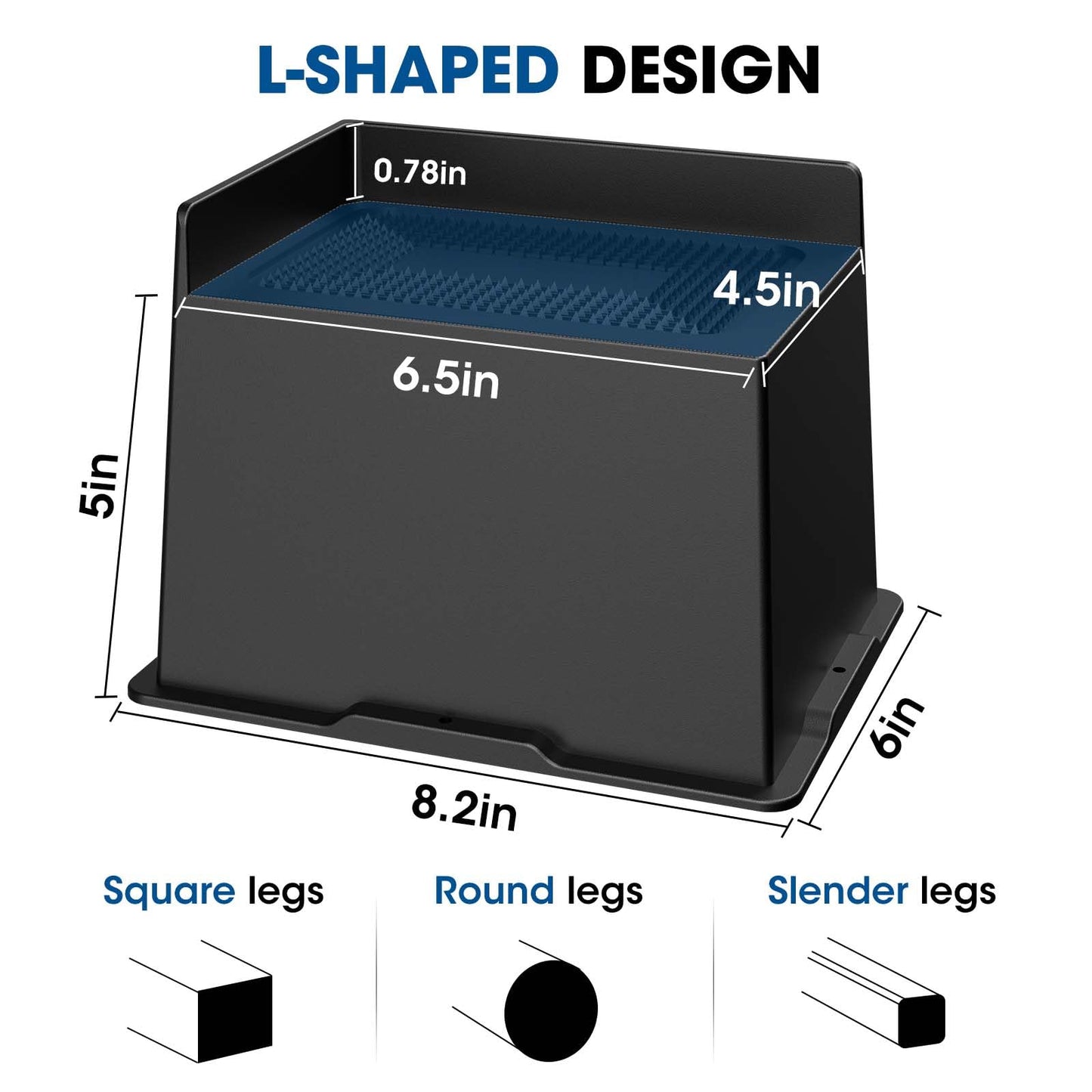 MYMULIKE Bed Risers 5 Inch Heavy Duty, Oversized Furnitures Risers 5 inch Support 6000 lbs, Bed Table Rising Blocks, Fits for Couch, Sofa, Chair, Furniture Lifts (Black 6 Pack) BST202