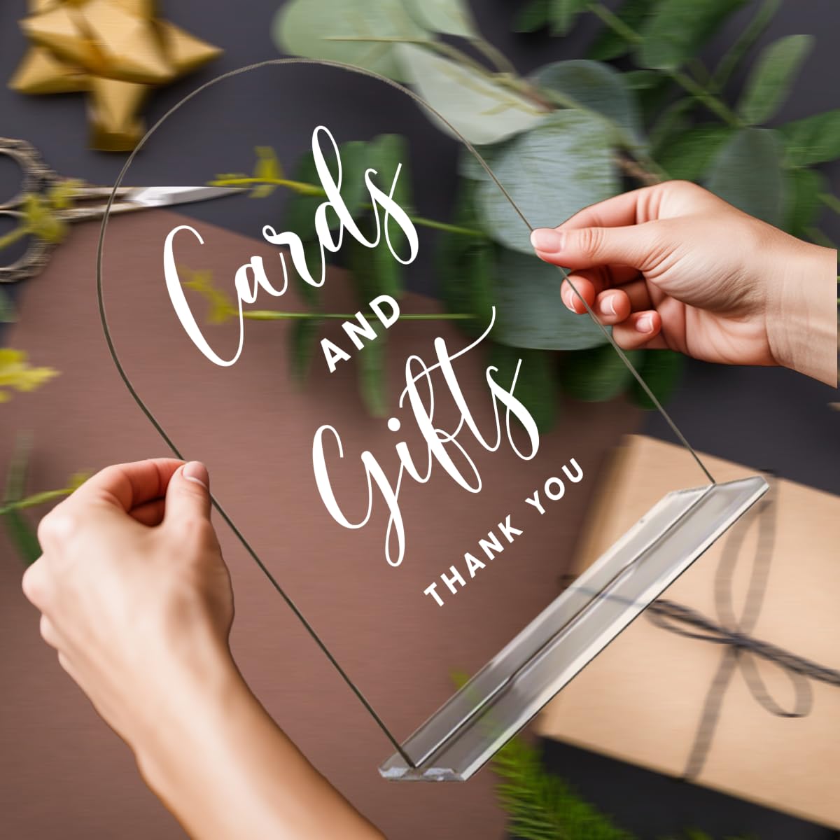 Acrylic Wedding Signs, Bridal Shower Decorations, Modern Arched Round Top Acrylic Table Top Sign with Holder for Wedding Reception Party Dinner - Can't Wait to See What Develops (Clear) BST326L