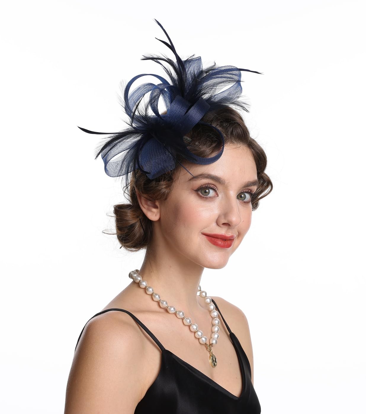 SAFERIN Fascinators Hat Flower Mesh Ribbons Feathers on a Headband and a Clip Tea Party Headwear for Girls and Women WN420