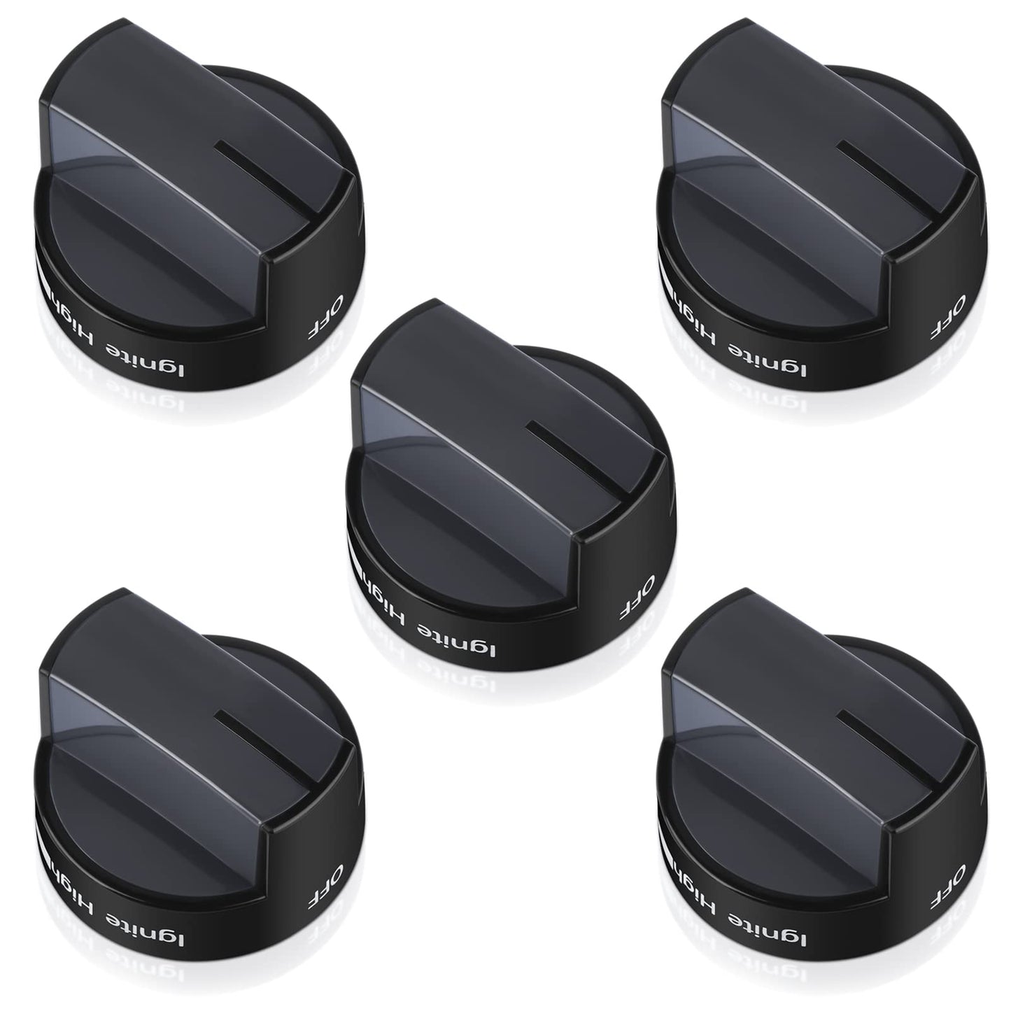 5 Pieces Upgrade W10339442 Stove Knobs Replacements, Only Compatible with Whirlpool Gas Range/Oven/Stove Knobs (Black) BST220