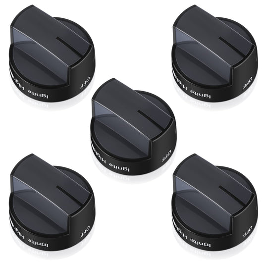 5 Pieces Upgrade W10339442 Stove Knobs Replacements, Only Compatible with Whirlpool Gas Range/Oven/Stove Knobs (Black) BST220