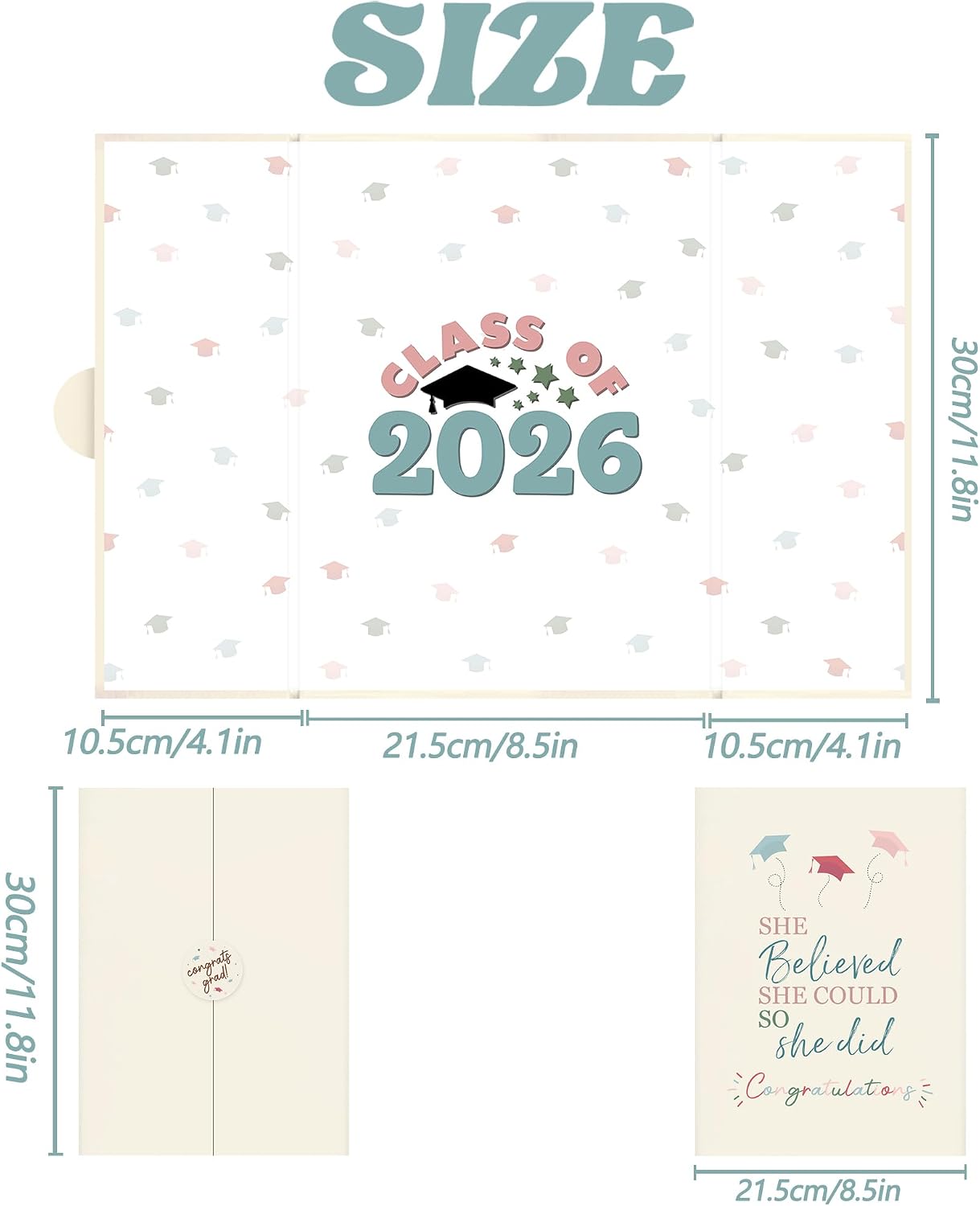 Graduation Party Decorations, Beige White Class of 2026 Congratulations Graduates Alternative Signature Guest Book, Congrats Grad Signature Book 18" x 12", Awesome Graduation Gift for Friends BST326L