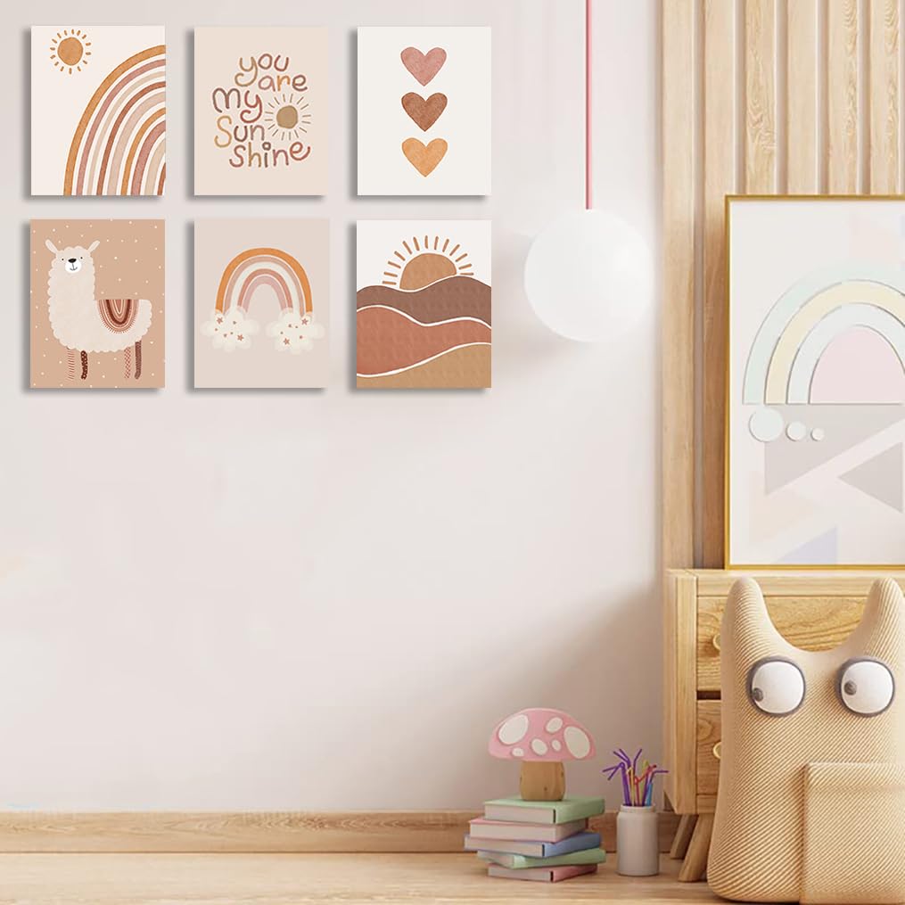 Quzenu Boho Rainbow You Are My Sunshine Canvas Prints Framed for Baby Girl Room Decor Wall Art for Girl Nursery BST220