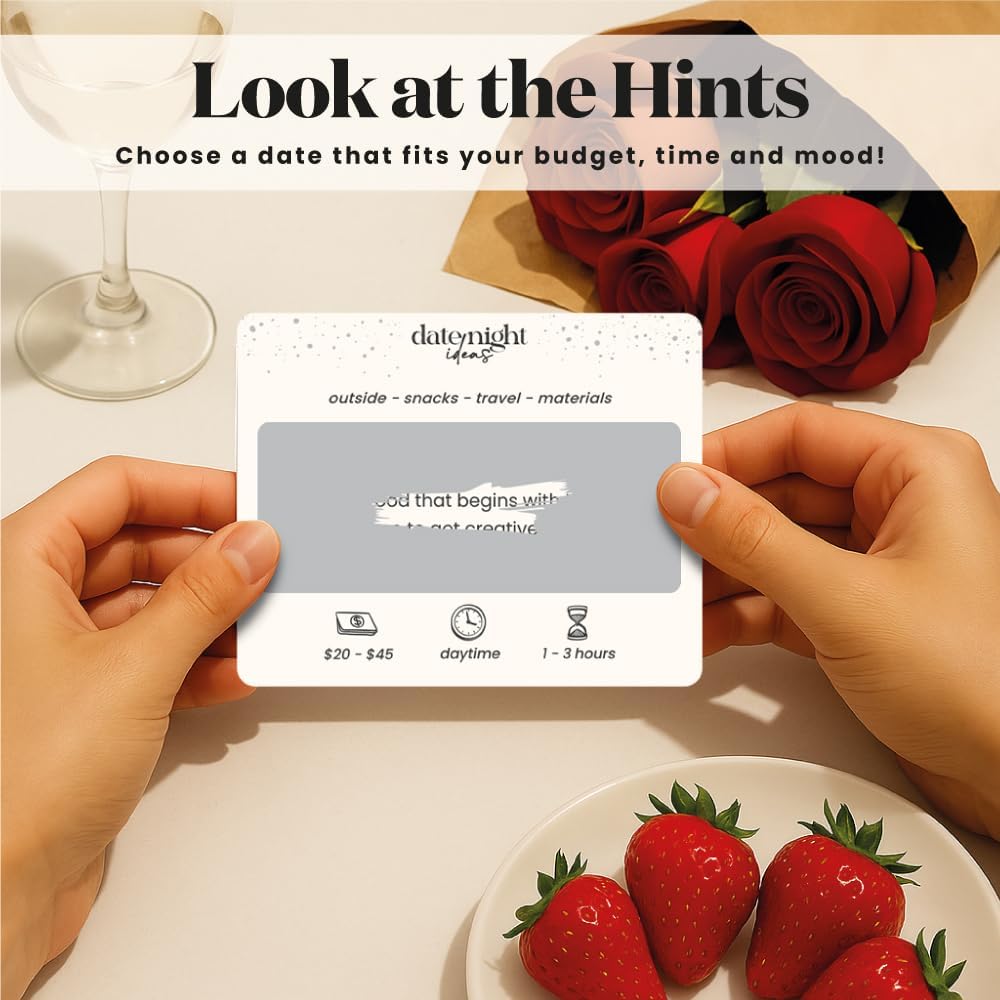 45 Romantic & Fun Scratch Off Date Night Ideas Card Game, Couple Gifts for Boyfriend, Girlfriend, Wife, Husband, Engagement, Birthday, Anniversaries or Bridal Shower Gifts WN420