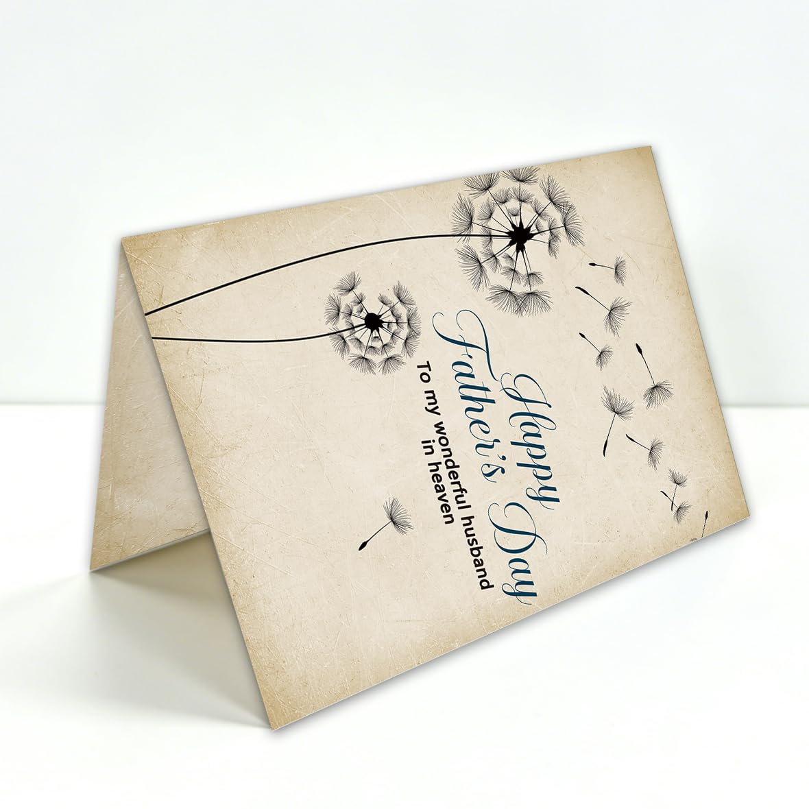 Memorial Fathers Day Card for Husband, Fathers Day Card for Husband in Heaven, Sympathy Fathers Day Gift, with Kraft Envelope and Gold Seal Sticker BST220