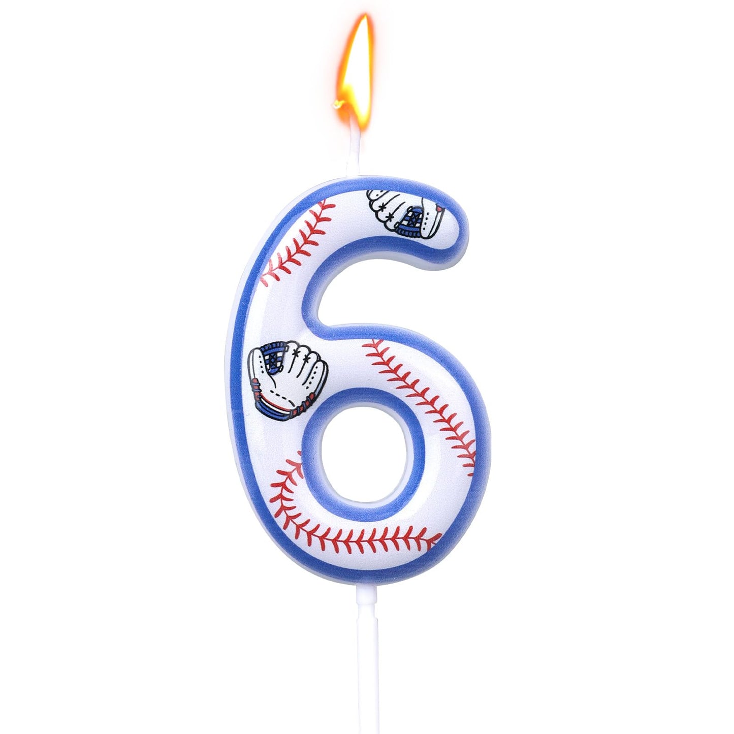 Baseball Birthday Candles, Baseball Themed Cake Topper for Boys Girls Number Candle for Sport Party Decorations & Supplies (Number 6) BST220