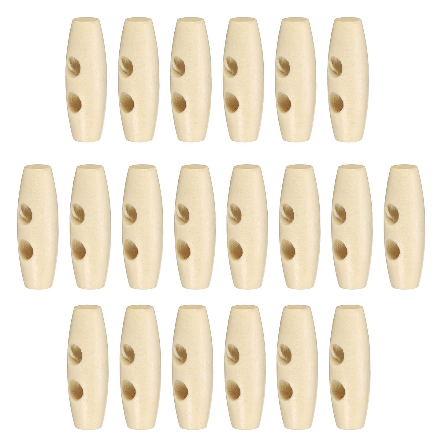 HARFINGTON 60mm / 2.4" Wooden Toggle Buttons 20pcs 2-Hole, Maroon | Wood Olive Sewing Buttons Horn Oval Buttons Sewing Accessories for Coat Sweaters Clothing DIY Craft BST326L