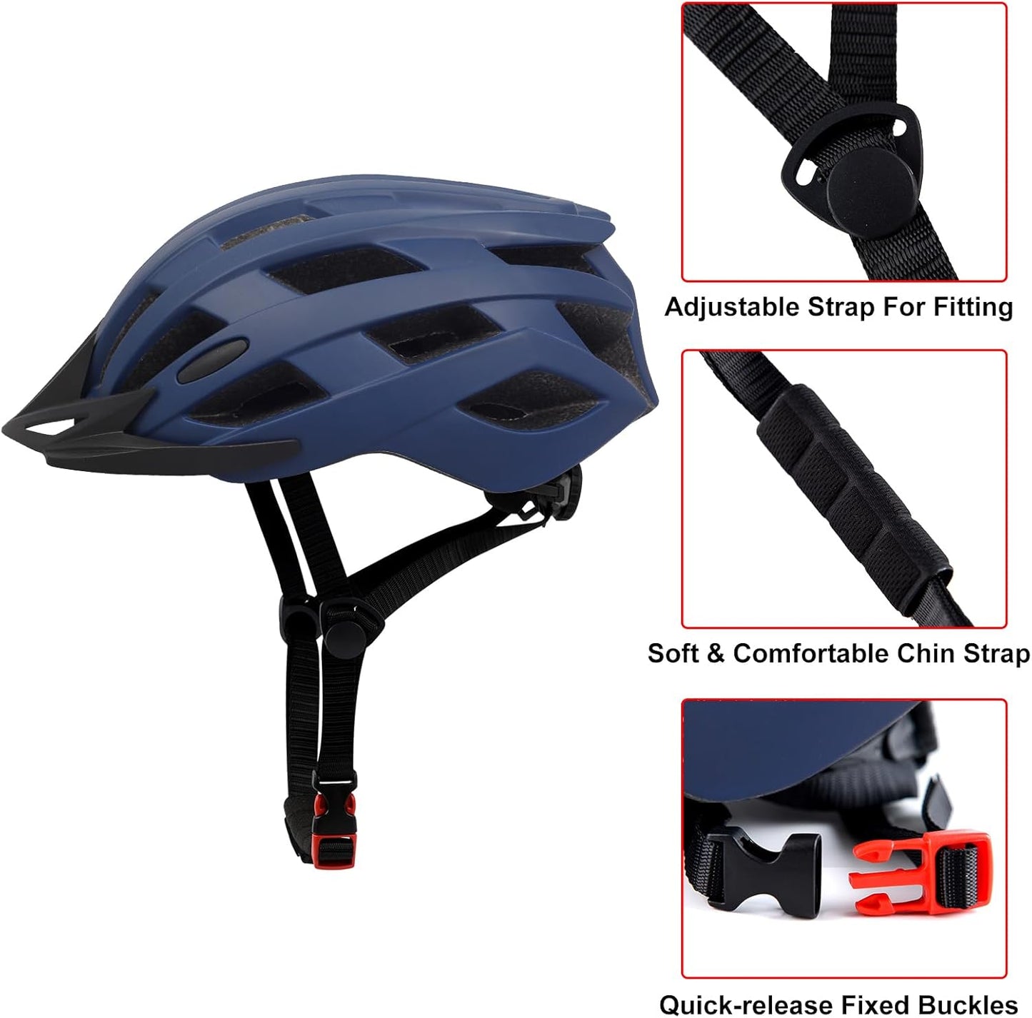 TLAMEE Adult Bike Helmets, Adjustable Mens Womens Bicycle Helmet Size 58-62cm 67