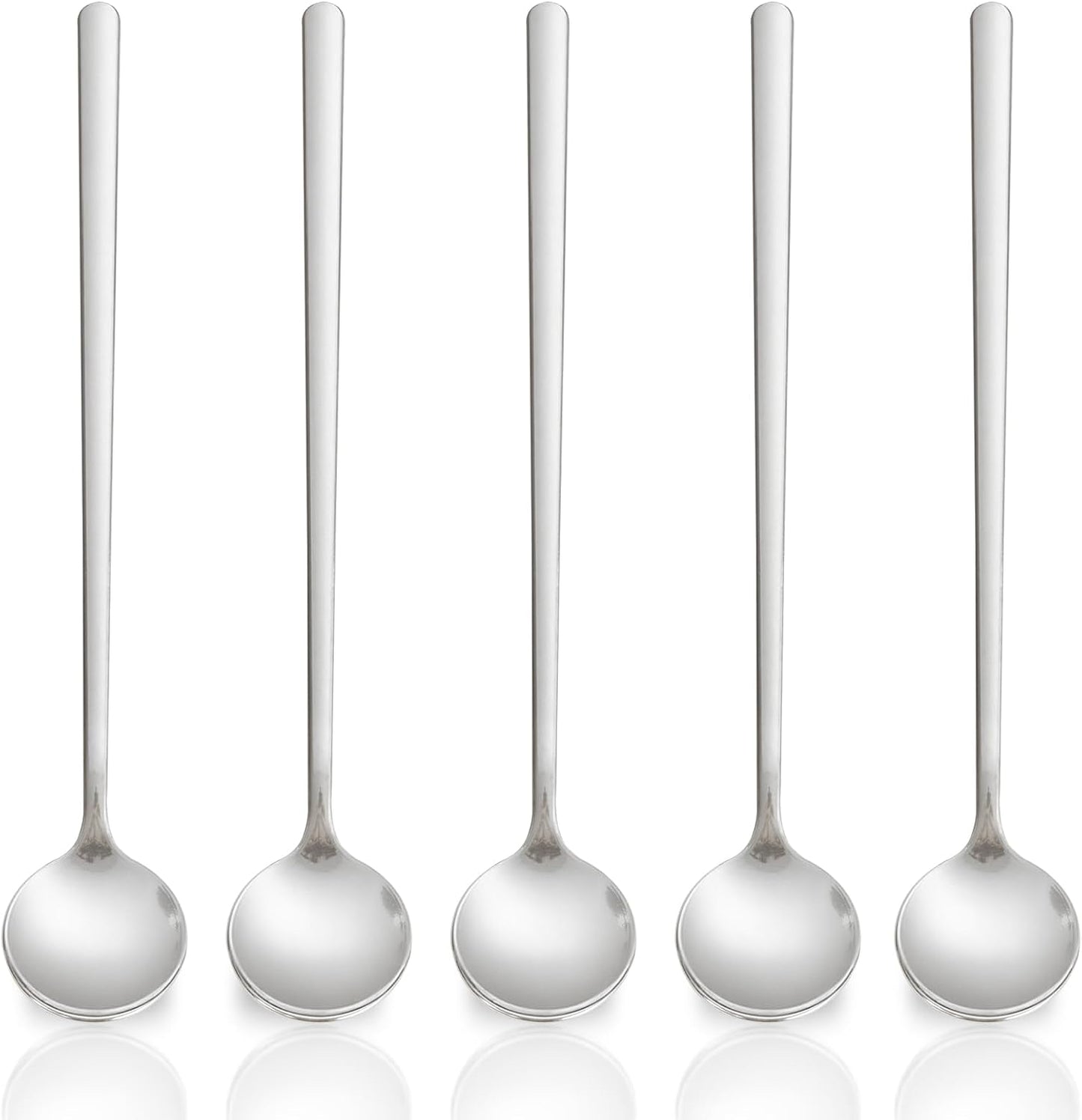 Liacere 50Pcs Plastic Coffee Spoons Disposable - 6.7"Silver Tea Spoons Long Handle -Silver Small Tea spoon, Espresso Spoon, Long Plastic Spoon for Stirring, Coffee Bar Accessories for New Year WN420