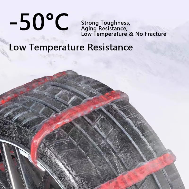20pack Snow Tire Chains Reusable Anti-Skid Car Winter Wheels Chain Universal Cable Tire Belts, Red Non-Slip Zip Tie Tires Chain Emergency for Auto Pickup Trucks Suv WN420