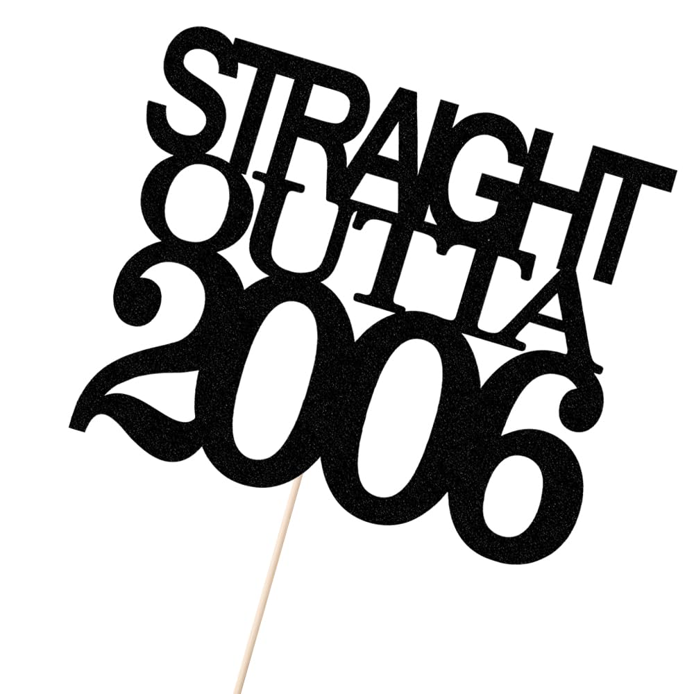 Black Glitter Straight Outta 1961 Cake Topper,Hello 65,Funny 65th | Birthday Cake Topper,65 Fabulous,Cheer to 65 Years,Men and Women 65th Birthday/Wedding/Anniversary Party Decorations BST202