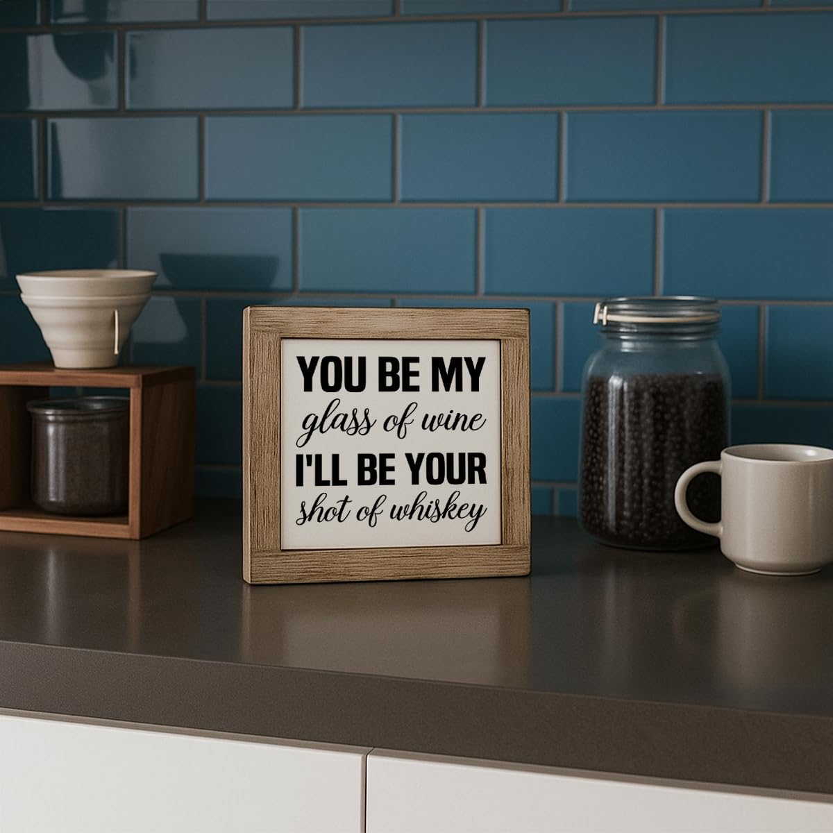 Funny Wooden Coffee Bar Decor Sign, Bar Decorations, in the Morning When Rise Give Me Jesus (and Coffee), Cafe Table Top Shelf Accessories, Cafe Signs Decor 5.9x5.9 Inches BST202