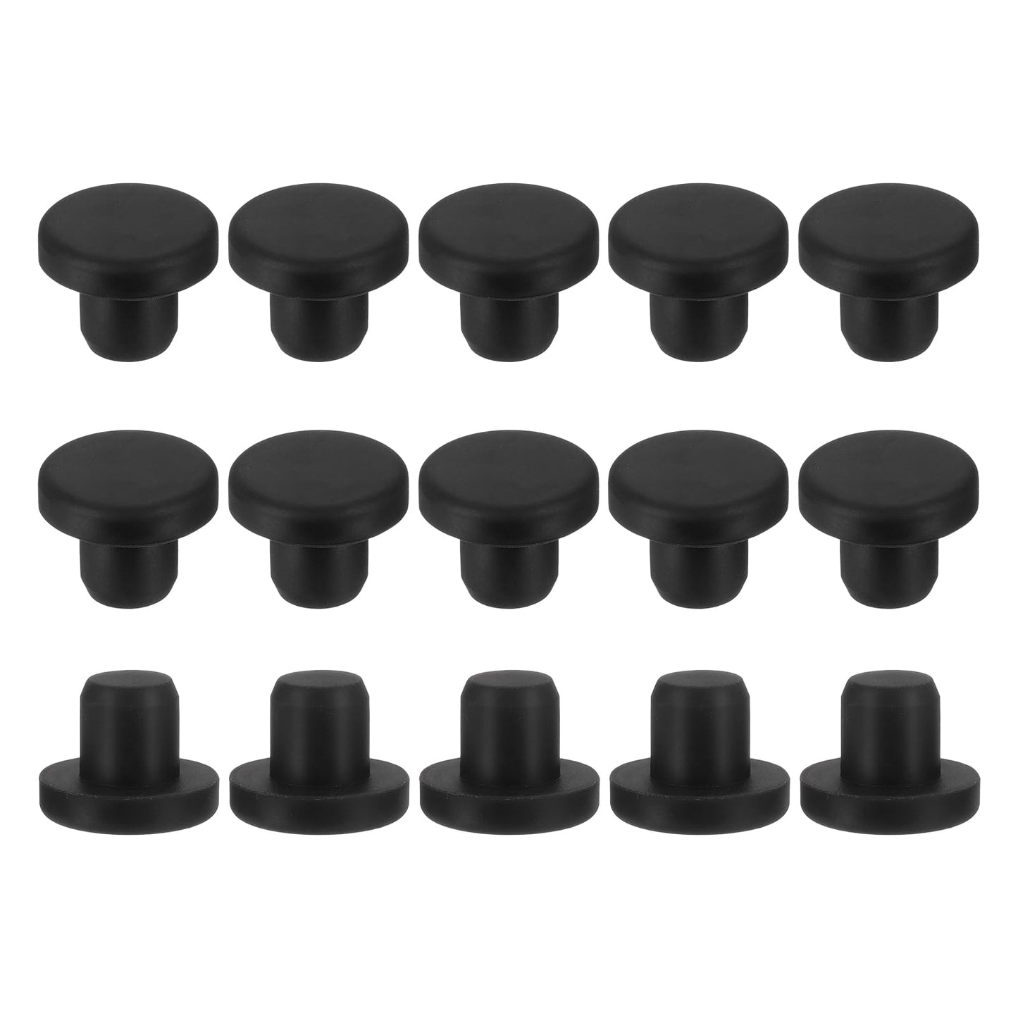 uxcell 15Pcs Silicone Hole Plug, Waterproof Solid T-Shaped Rubber Stoppers Bottle Seal Tube Pipe Plugs End Cap for 5.8mm/0.23" Hole for Bathtub Bottle, 0.31" Plug Height, Black BST326L