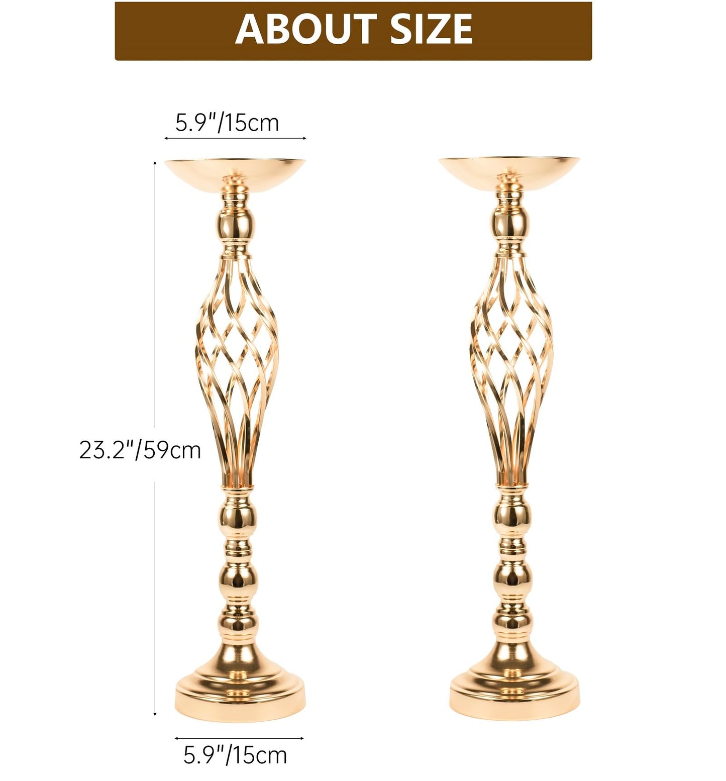 2pcs Metal Silver Candle Holders Road Lead Table Centerpiece Stand Pillar Candlestick for Wedding Candelabra Flowers Vases WN420