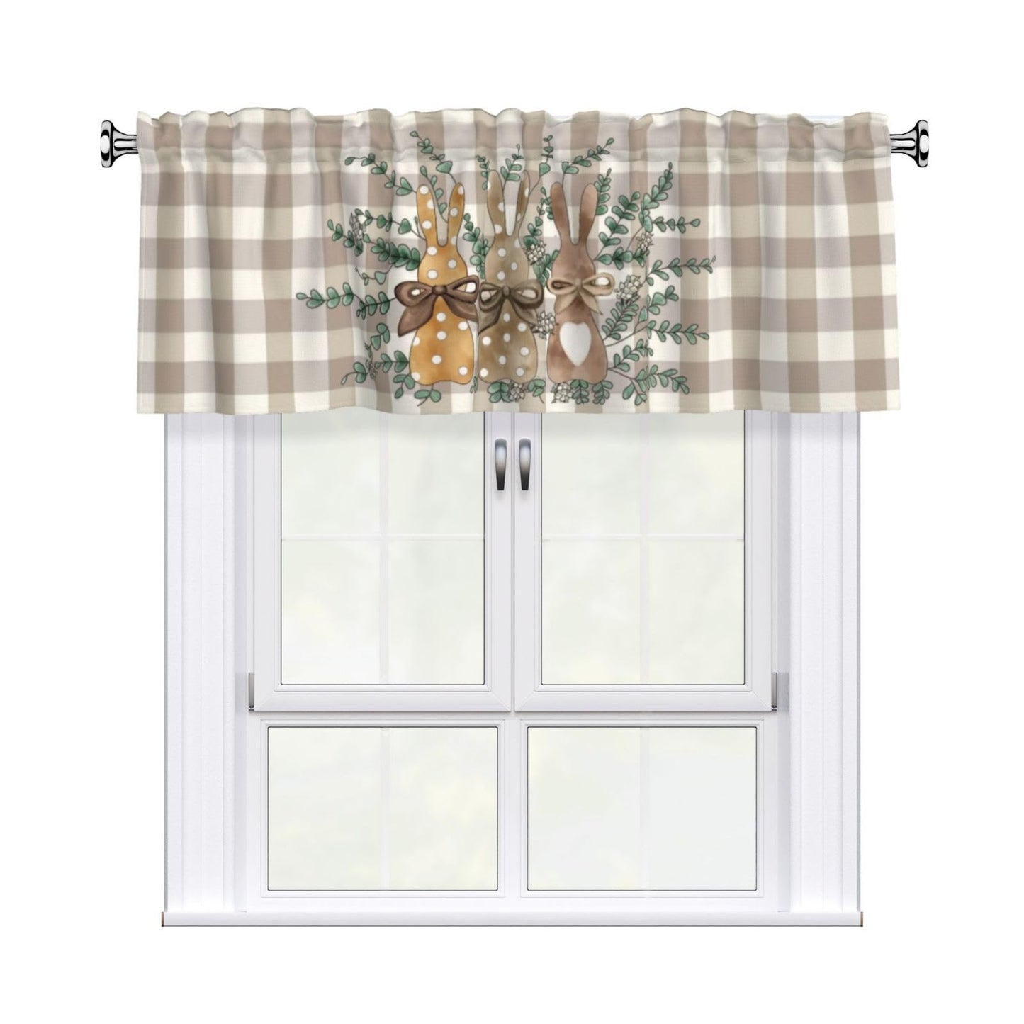 Easter Valances for Windows - Pink Spring Cafe Curtains Floral Bunny Short Curtains for Living Room Bathroom Bedroom Basement BST202