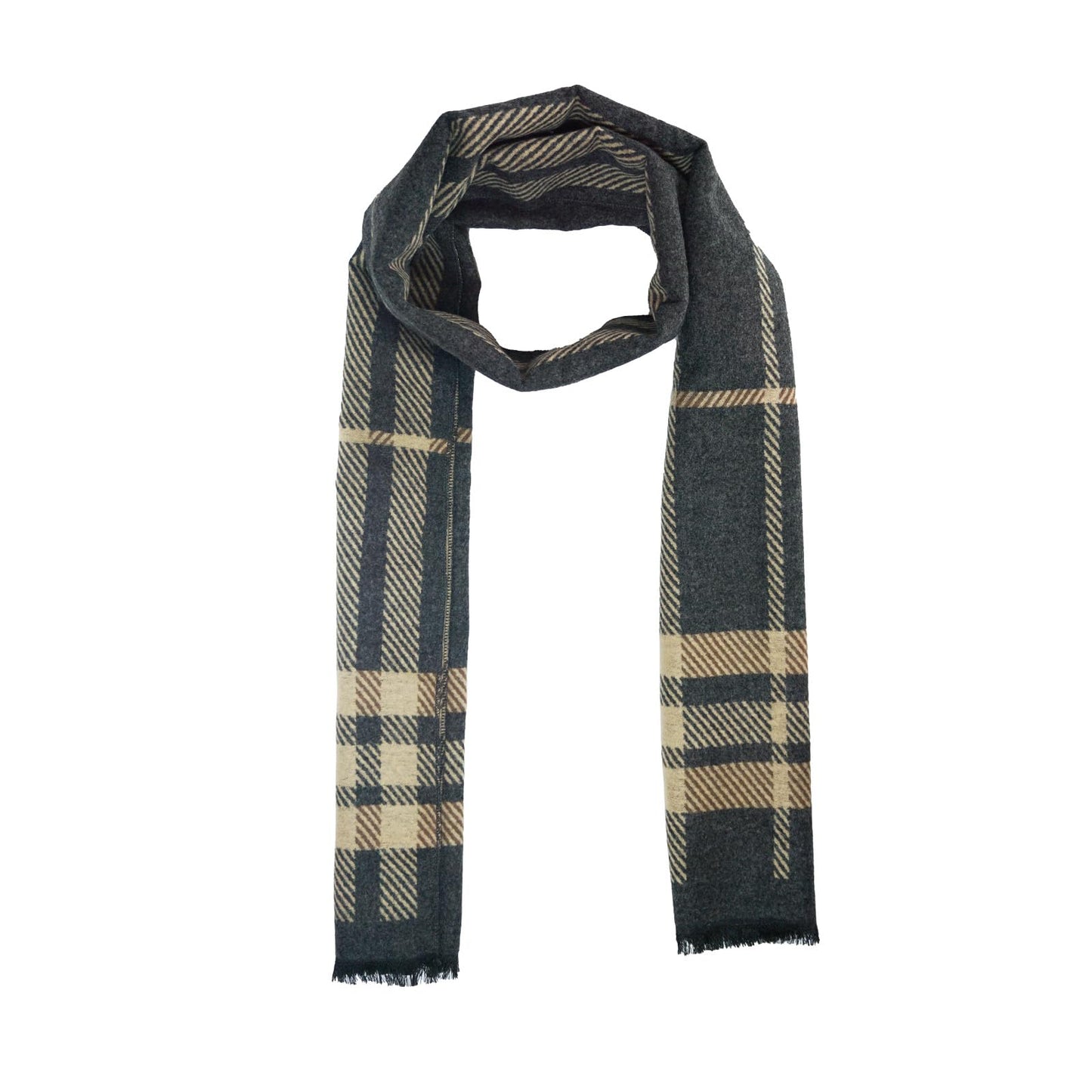 Mens Winter Scarf Cashmere Feel Warm Scarves Long Plaid Tassel Scarf for Men WN420