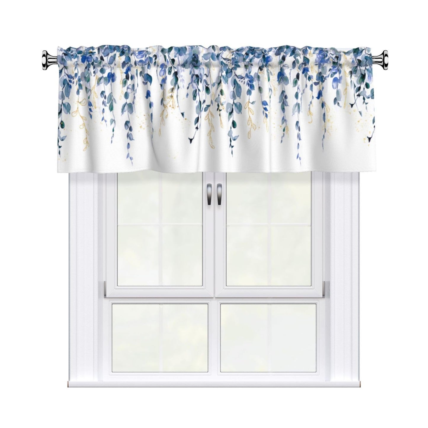 Patriotic Valance for Kitchen 2 Pack 54"x18" American Flag Curtains for Windows Red White Blue Stars 4th of July Independence Day Eucalyptus Leaf Window Treatment Rod Pocket Valance for Home Decor BST326L