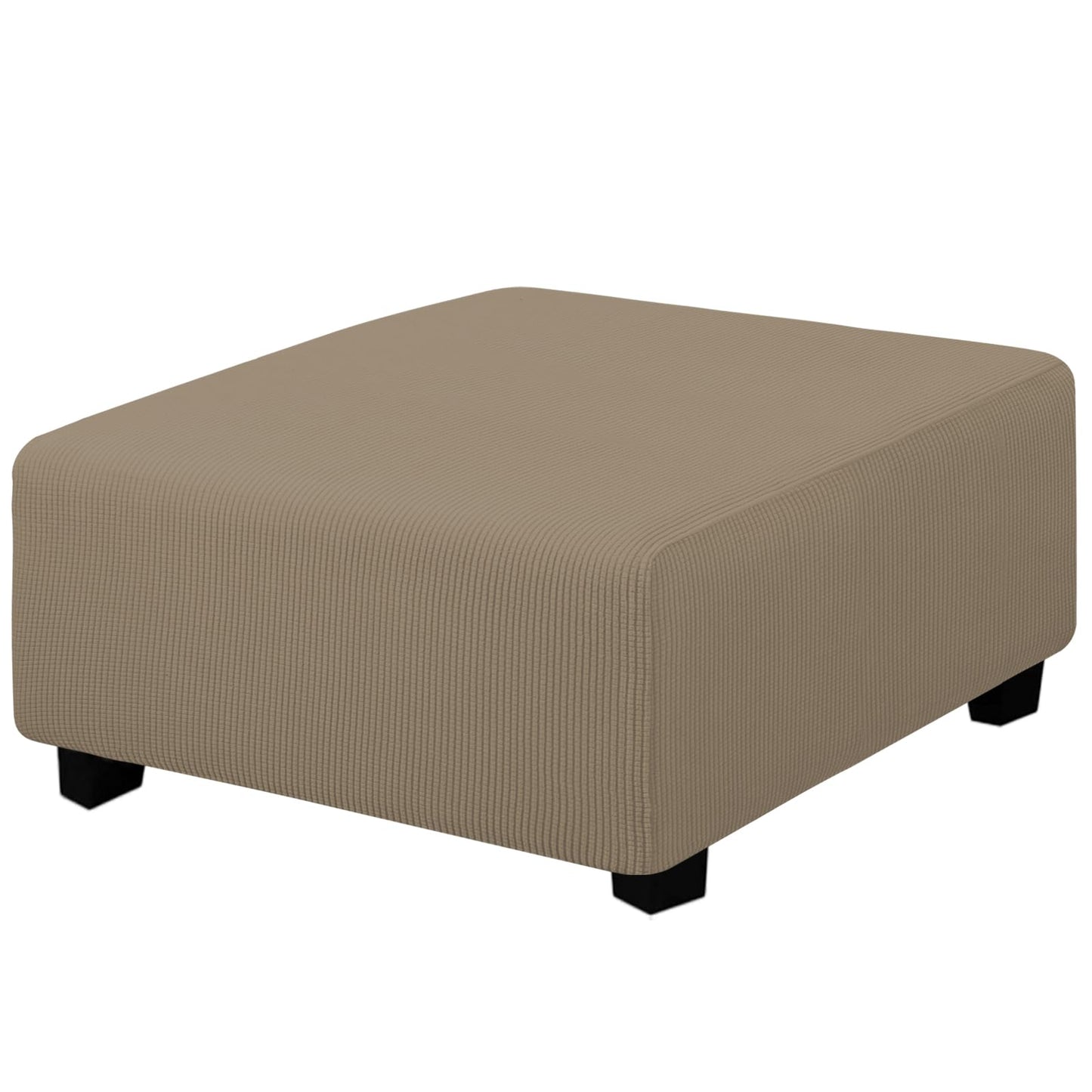 Easy-Going Stretch Square Ottoman Cover 15x15x15inch Dark Blue | Folding Storage Footstool cover Furniture Protector Soft Rectangle slipcover with Elastic Bottom BST202