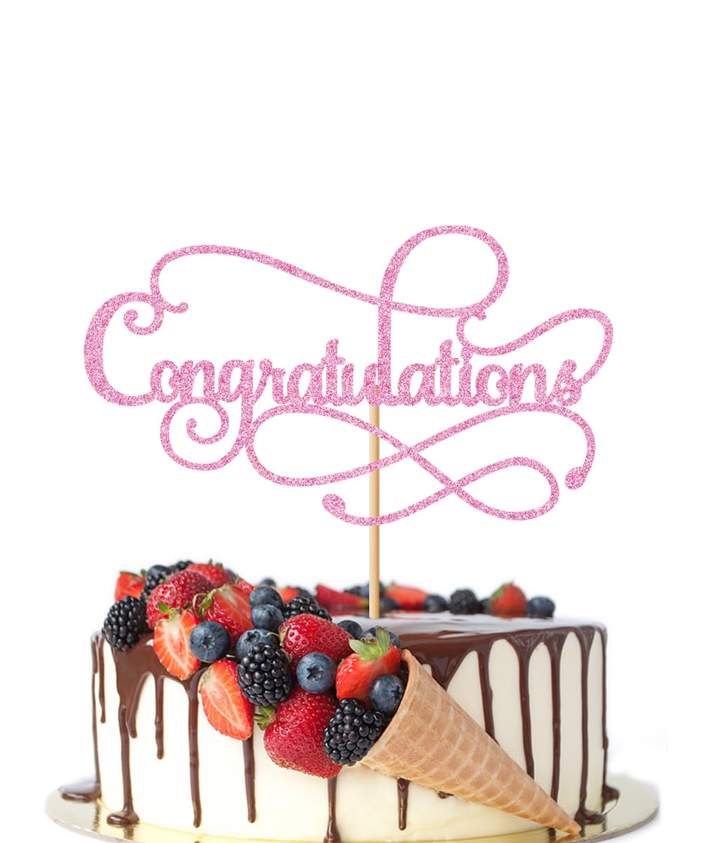 Congratulations Cake Topper,Congratulations 2026 Graduation | Cake Topper,Graduation, Wedding, Retirement, Birthday, Anniversary, Celebration Party Decorations Supplies (Black Gold) BST202