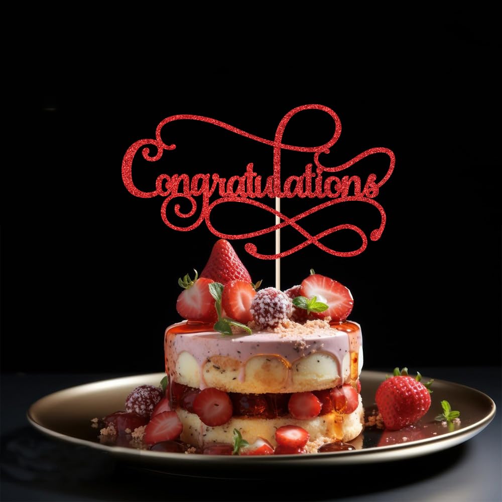Congratulations Cake Topper,Congratulations 2026 Graduation | Cake Topper,Graduation, Wedding, Retirement, Birthday, Anniversary, Celebration Party Decorations Supplies (Black Gold) BST202