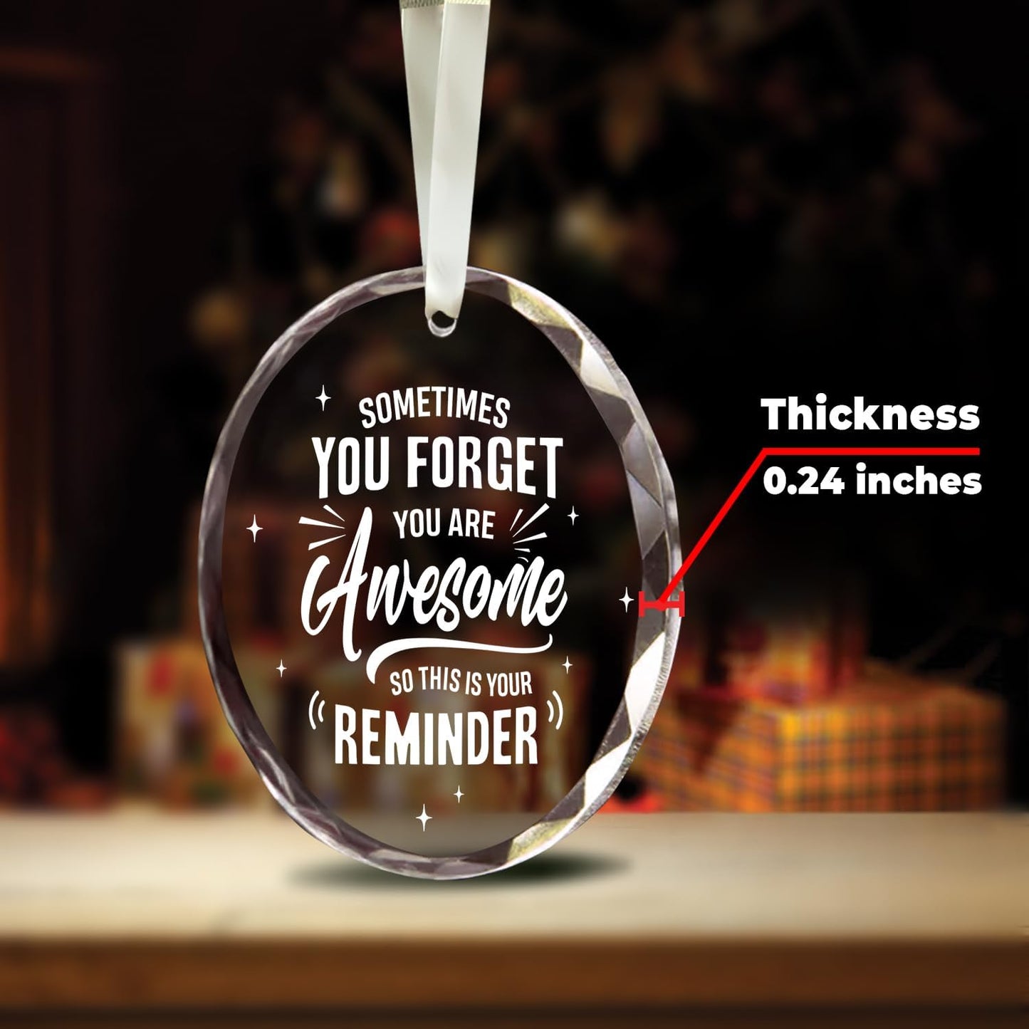 NewEleven Gifts for Her - Inspirational Ornaments - Thank You Gift, Appreciation Present for Men, Nurse, Teacher, Boss, Coworker - Christmas Tree Decoration Glass Ornament WN420