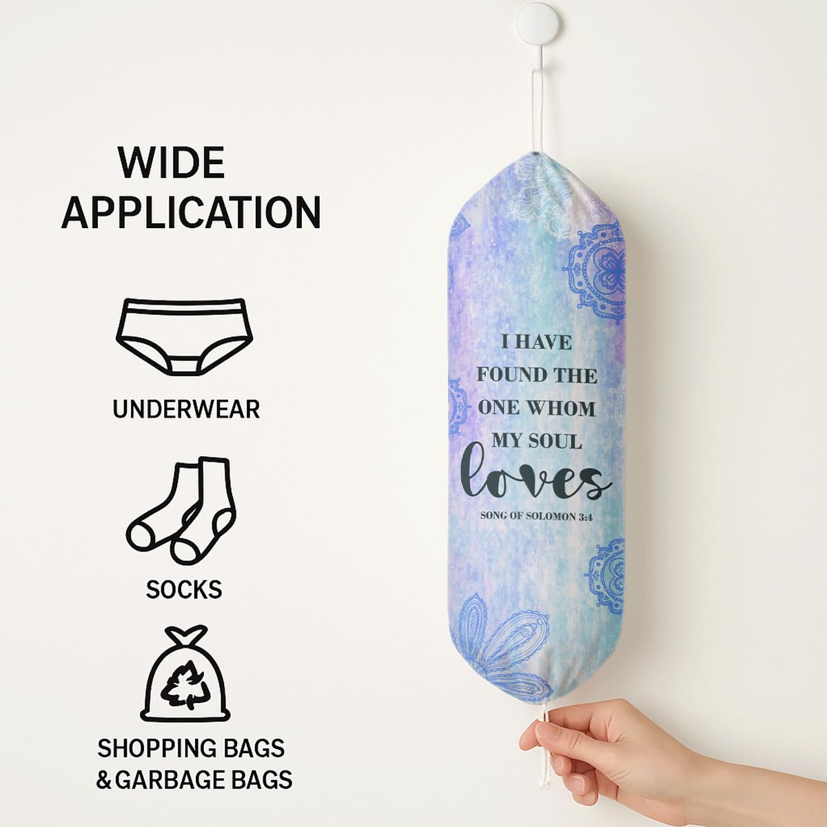 Plastic Bag Holder, The Way Page 16 Plastic Bag Holder Christian Decor, Reusable Hanging Trash Bags Dispenser, Christian Kitchen Gifts for Women Plastics Bags Holders with Bible Verse BST202
