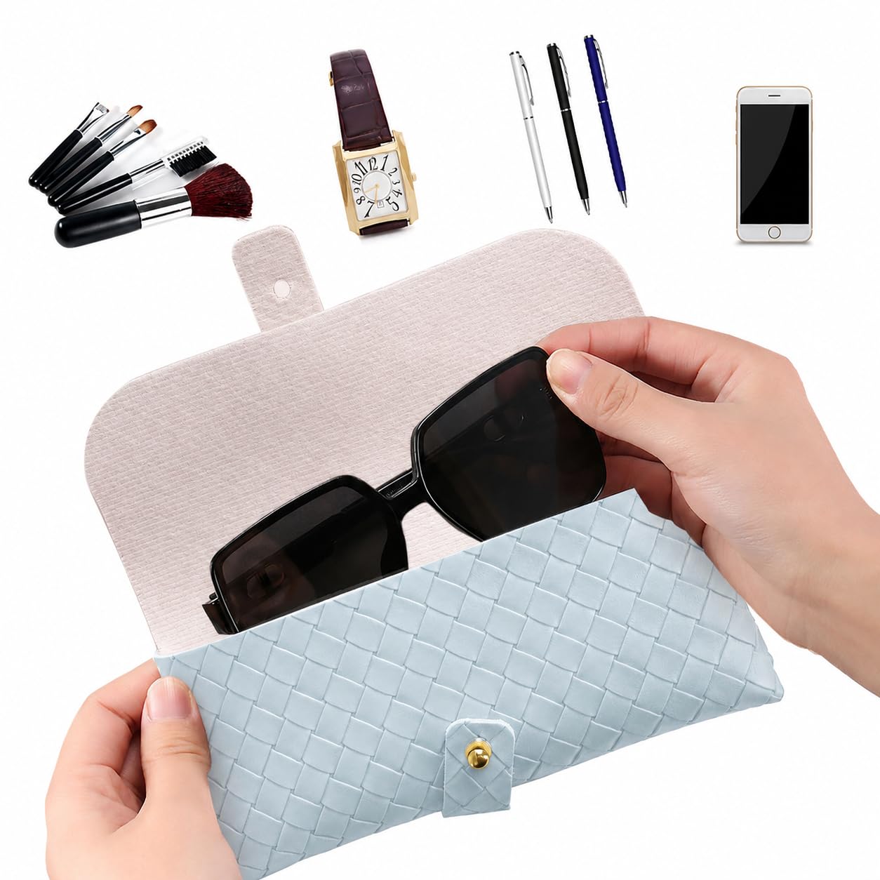 Glasses storage bag Travel sunglasses myopia glasses storage bag Fashion leather storage bag WN420
