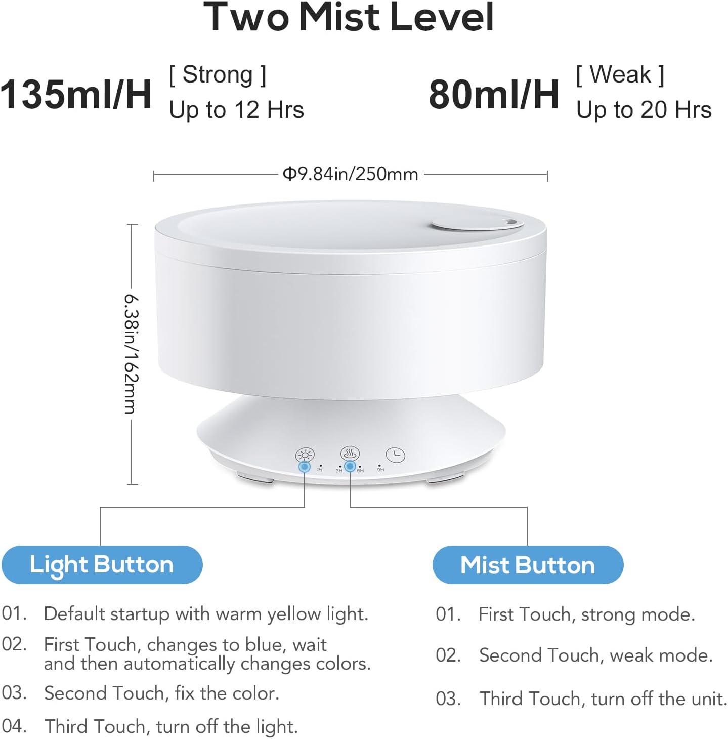 Levoair Mood Light Humidifier Large Humidifiers Easy to Clean 85