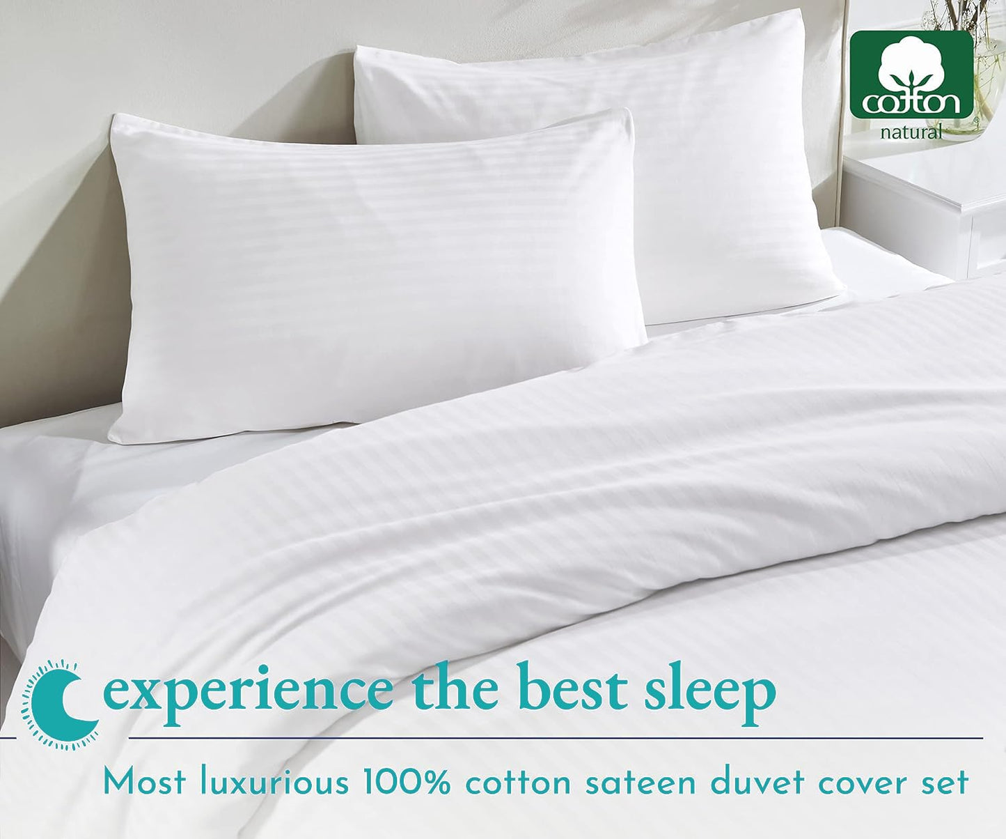 100% Cotton Oversized King plus 3 Piece Duvet Cover set 128x120 inch Breathable Luxury Soft & Cozy | Durable and Fade Resistant | Double Hem-Stitched Sateen Weave (Oversized King plus, White) BST220