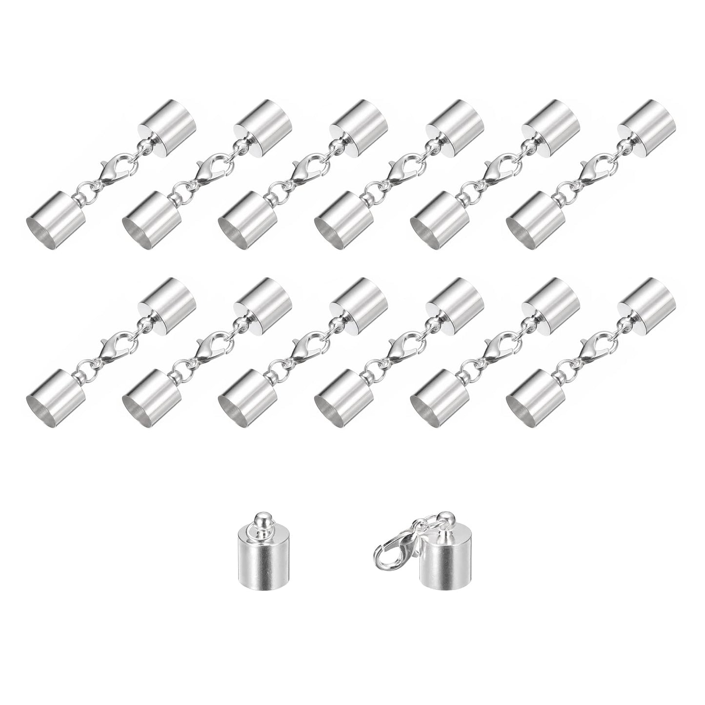 uxcell 20Sets Leather Cord End Caps with Lobster Claw Clasps Fit 4.5mm Cords, Barrel Terminators for DIY Making Leather Bracelets, Bronze Tone BST326L