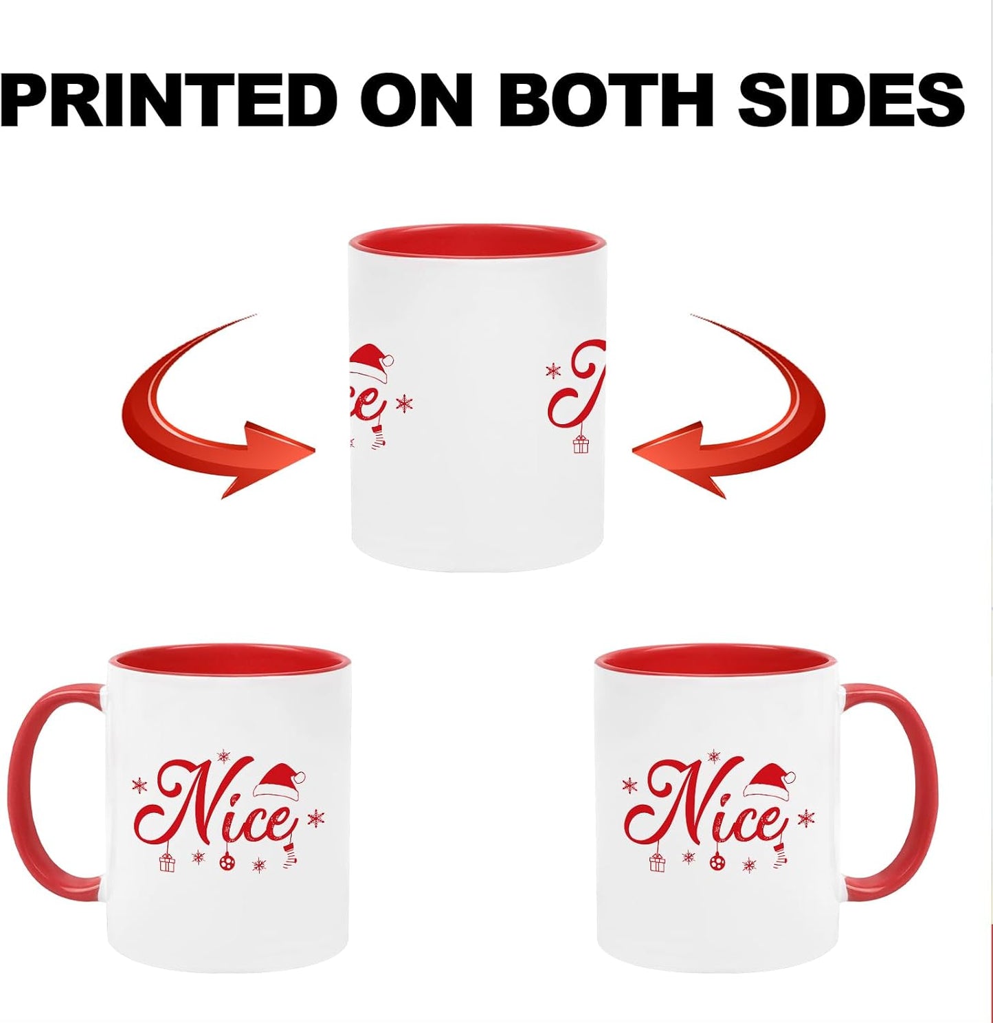 Cabtnca Christmas Mugs Set of 2 - Naughty & Nice Coffee Mugs, Holiday Gifts, Merry Christmas, Xmas Gifts for Women Friends, 11 Oz WN420
