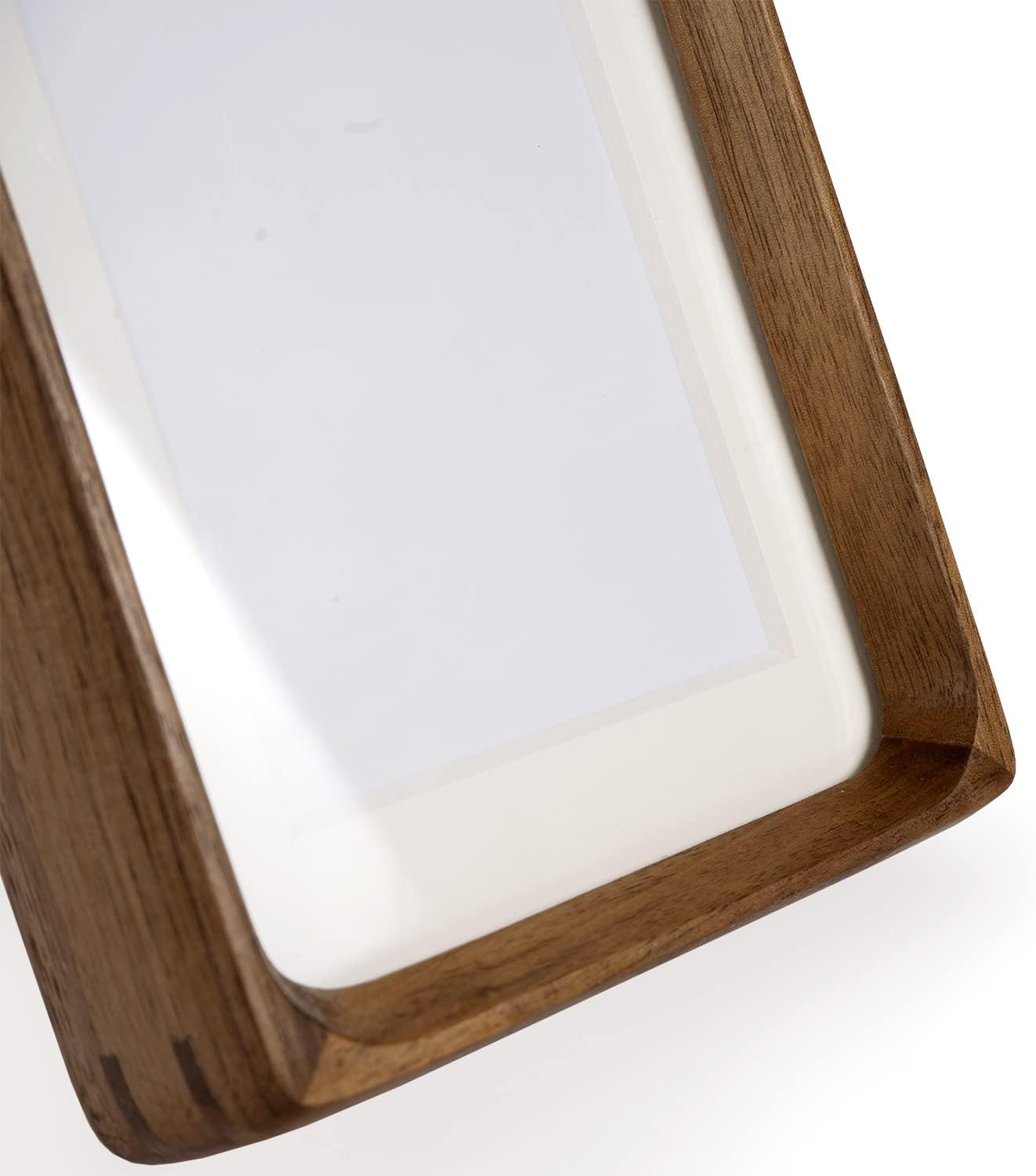 6x6 Solid Teak Wood Picture Frame Matted to 4x4 | Shatterproof Plexiglass, Mortise-Tenon Build, Horizontal & Vertical Tabletop Wall Mounting Square Display Frame BST220