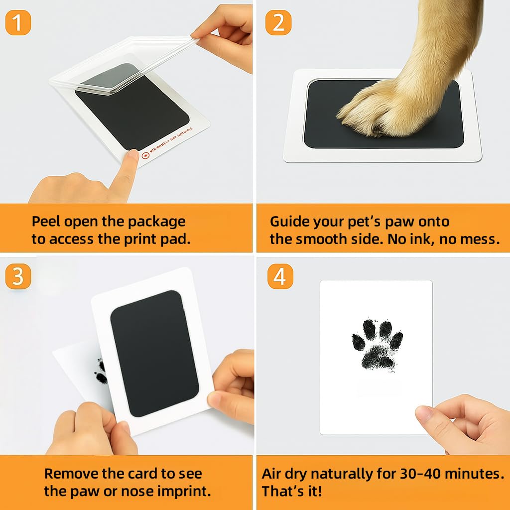 Paw Print Kit for Dogs, Inkless Clean Touch 3.1×4.9 in, Paw Print Kit for Dogs and Cats, Mess-Free for Puppies Kittens Pet Memorial WN420