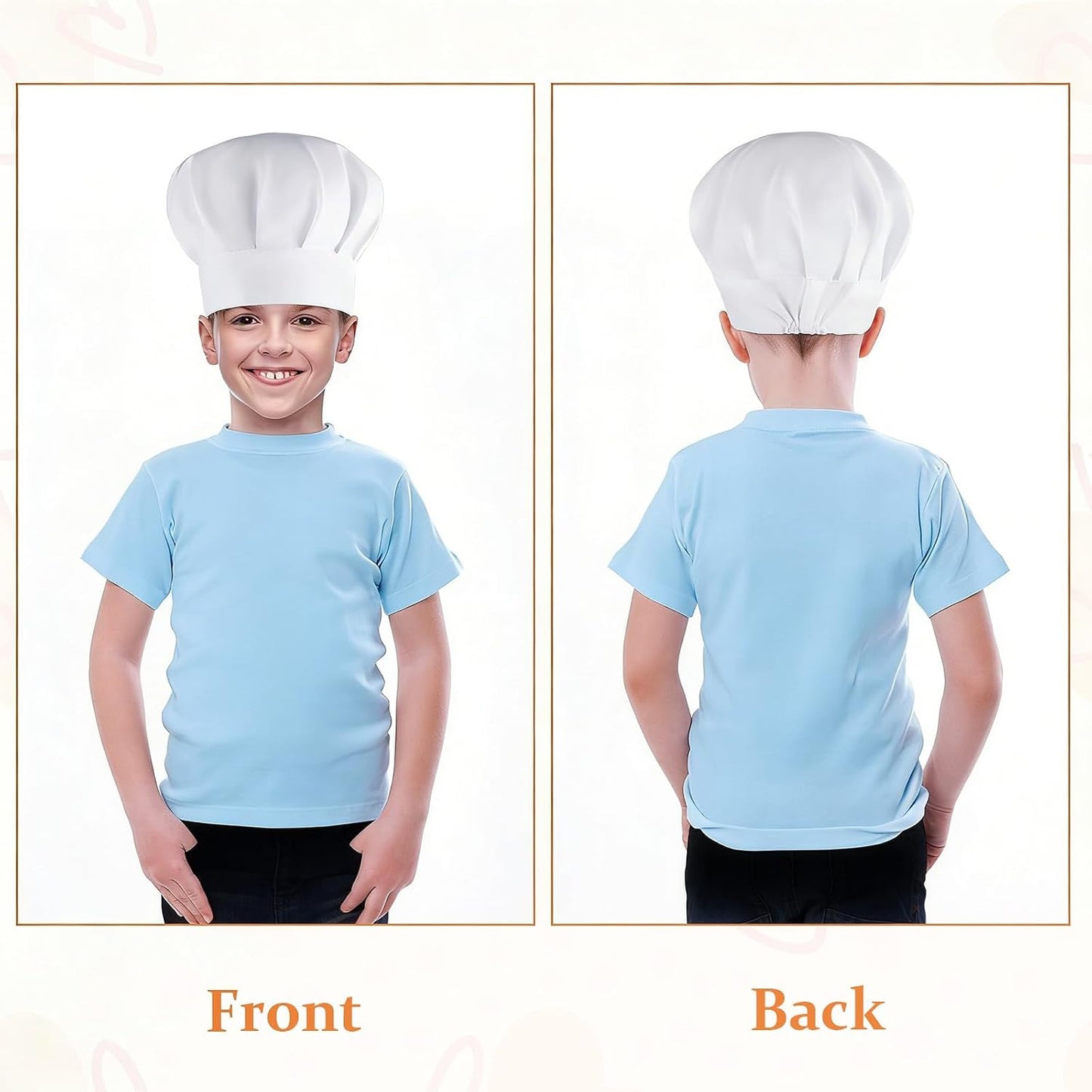 Chef Hats for Kids White Kitchen Cooking Chef Cap Polyester Cotton Baker Hat for Kitchen Baking Parties BST220