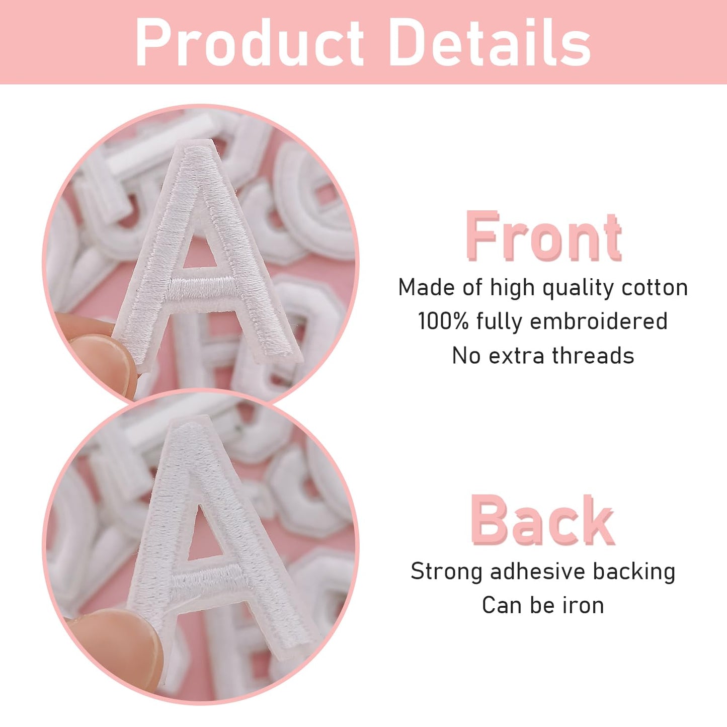 72Pcs Iron on Number and Letter Patches, Numbers 0-9, Letters A-Z Embroidered Applique Patches for Clothes, Skirts, Hats, Socks - Black BST220