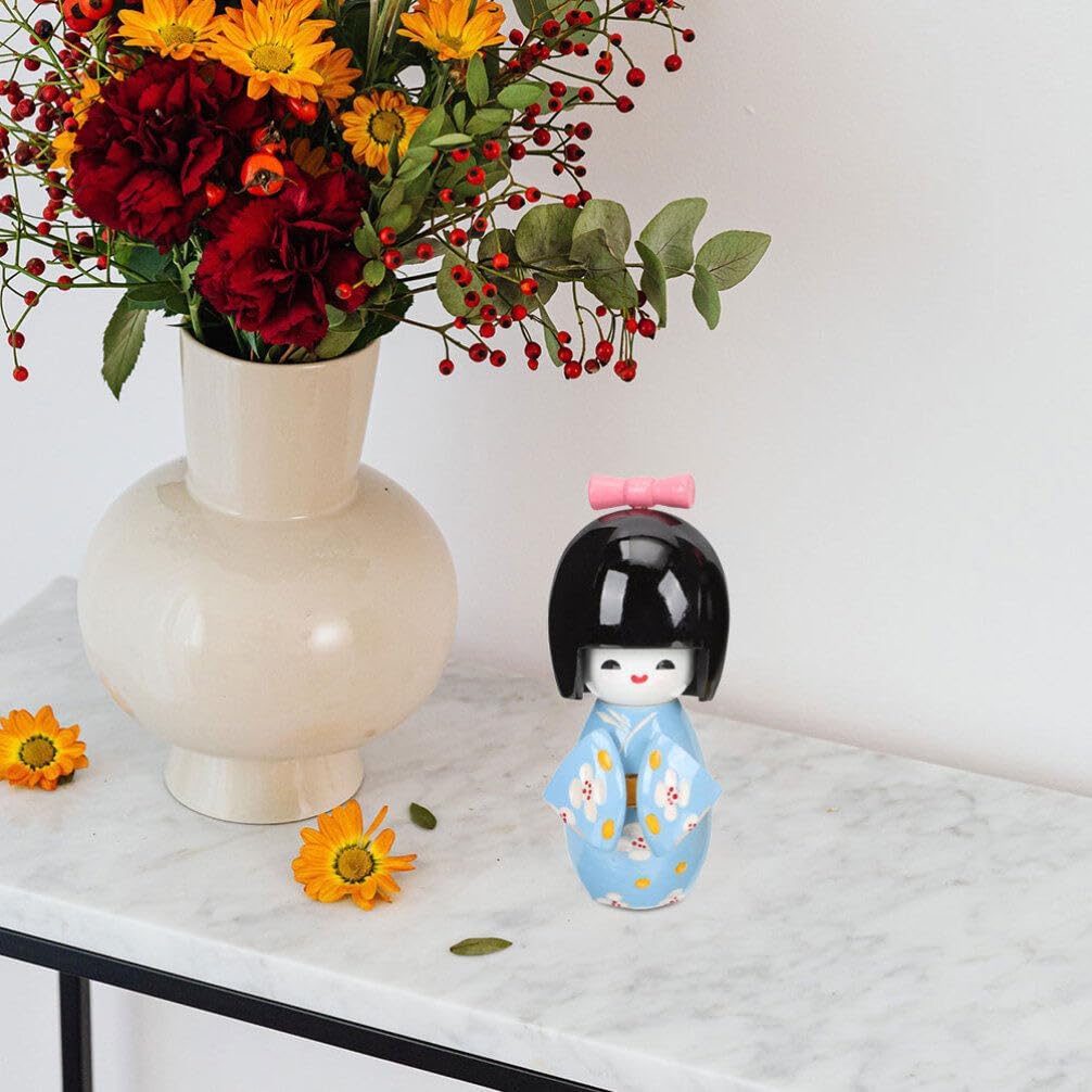 STOBAZA Japanese Kimono Doll Ornament 4.40In Collectible Figurine for Home Decor Tabletop Asian Style Decoration BST202